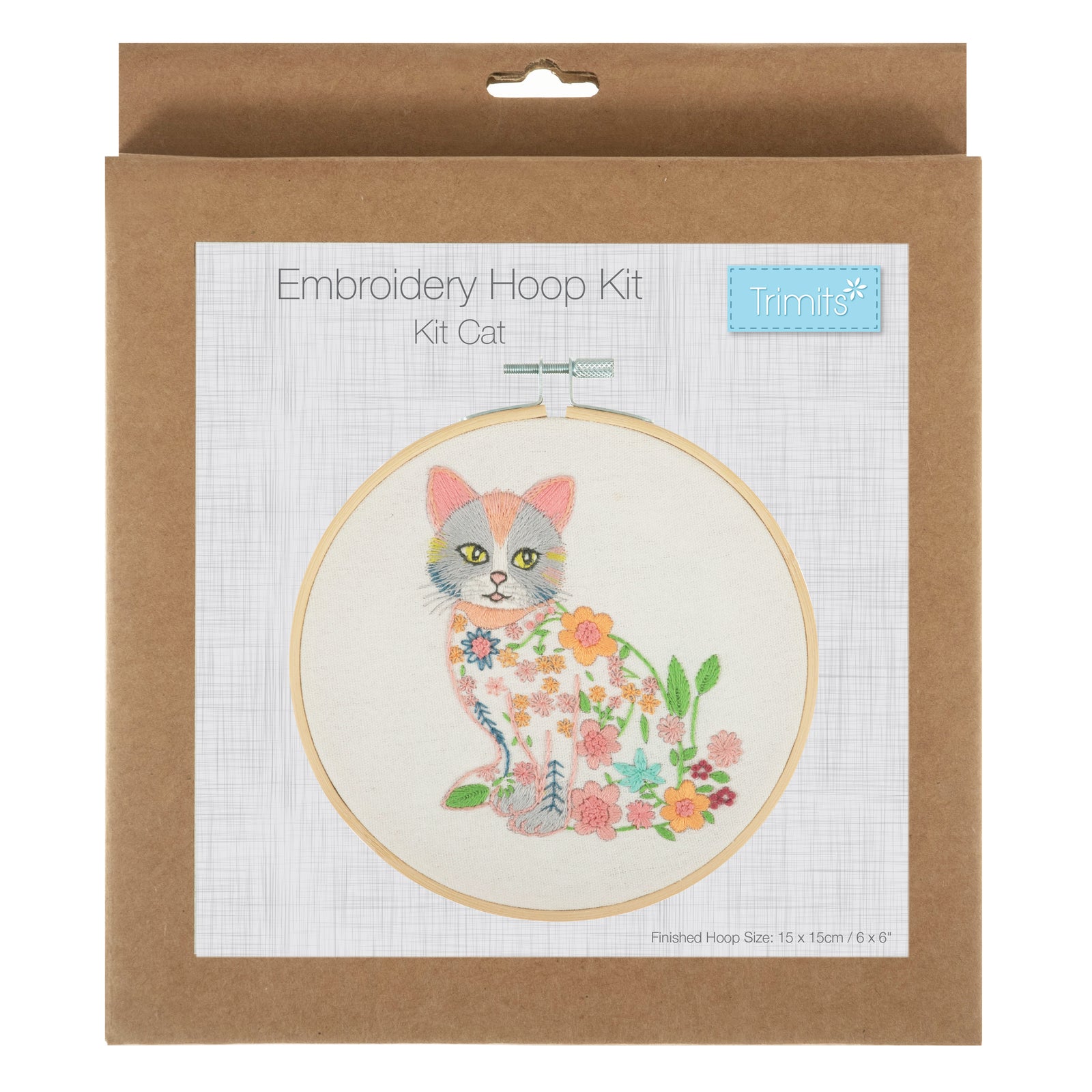 Trimits Embroidery Kit with Hoop: Cat