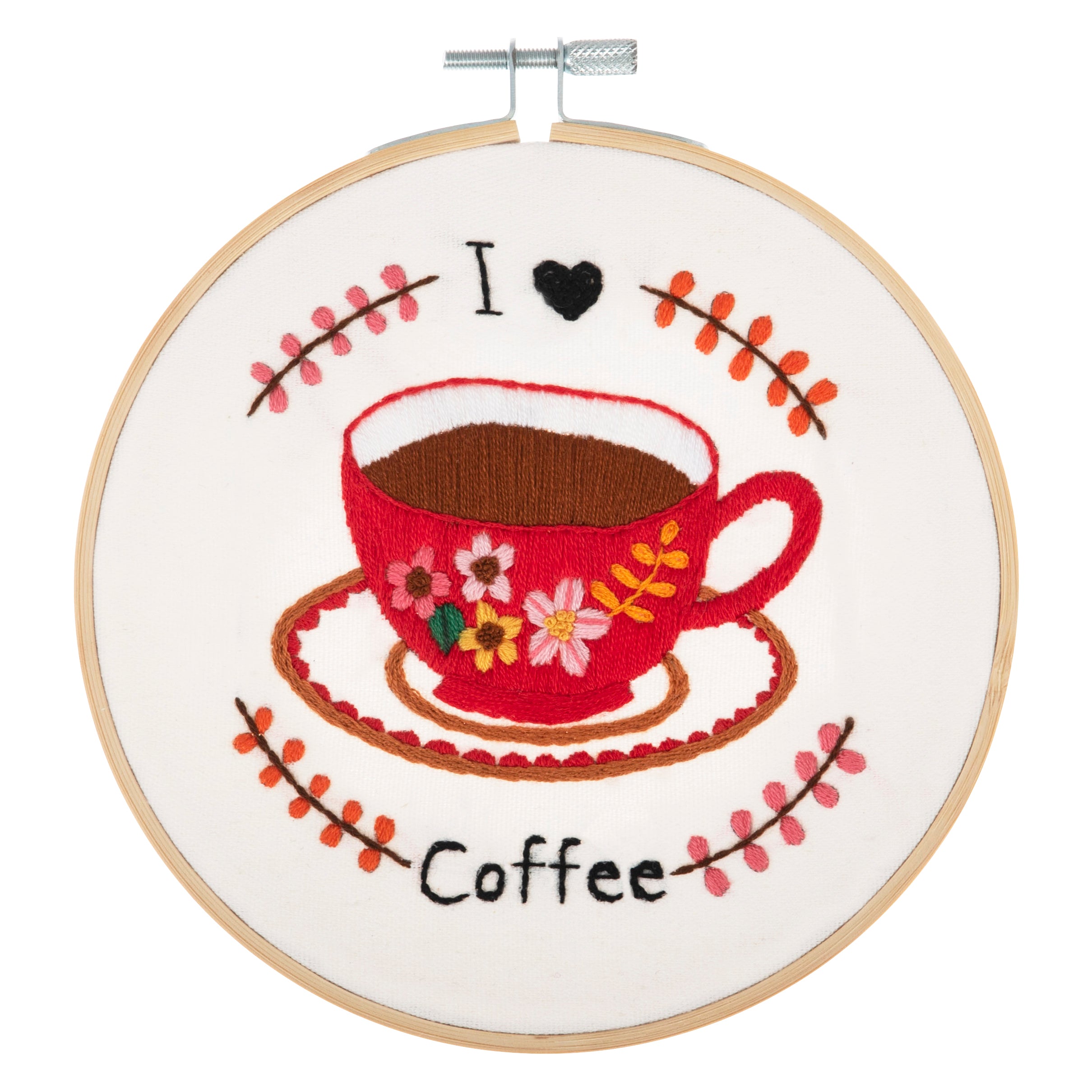 Trimits Embroidery Kit with Hoop: I Love Coffee