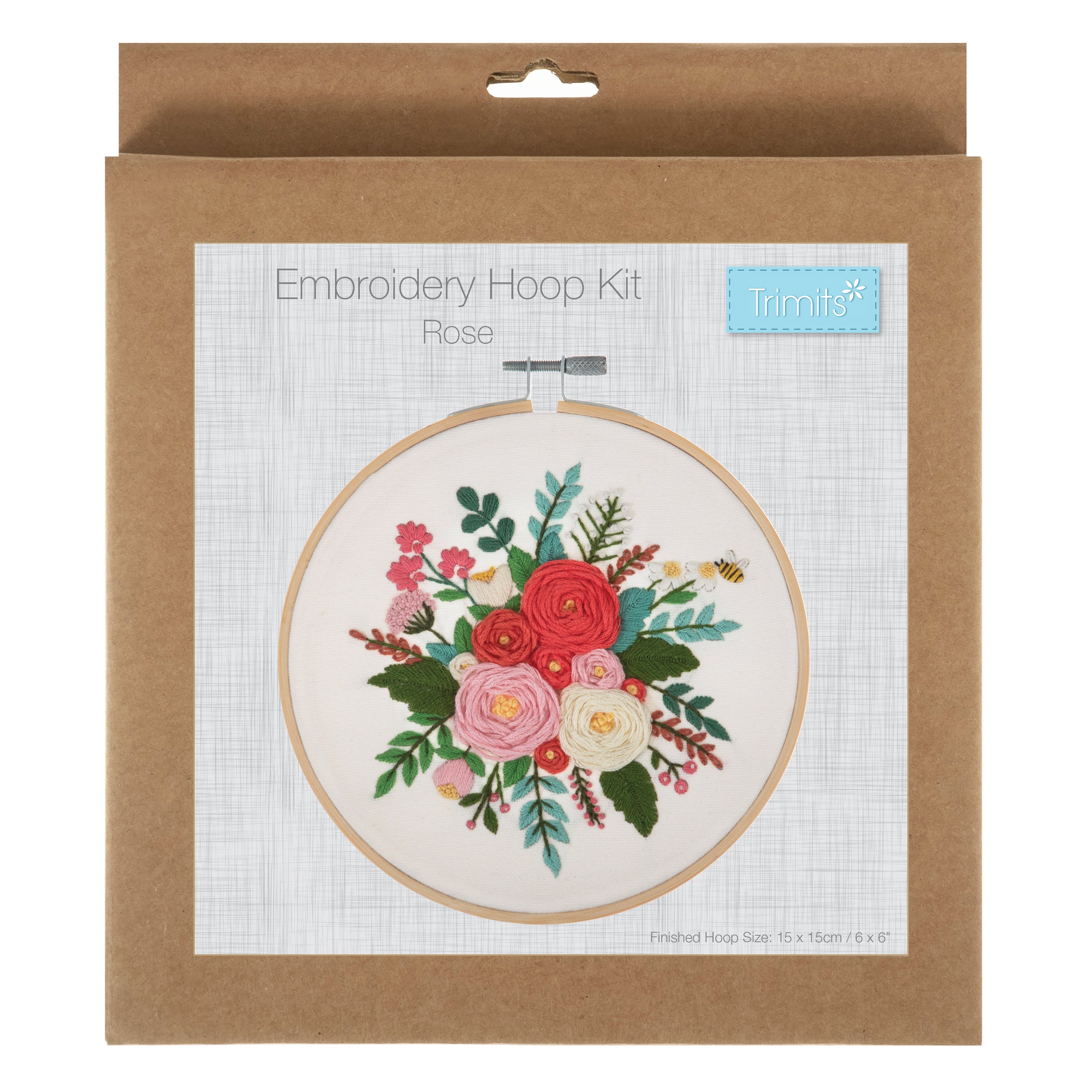 Trimits Embroidery Kit with Hoop: Rose