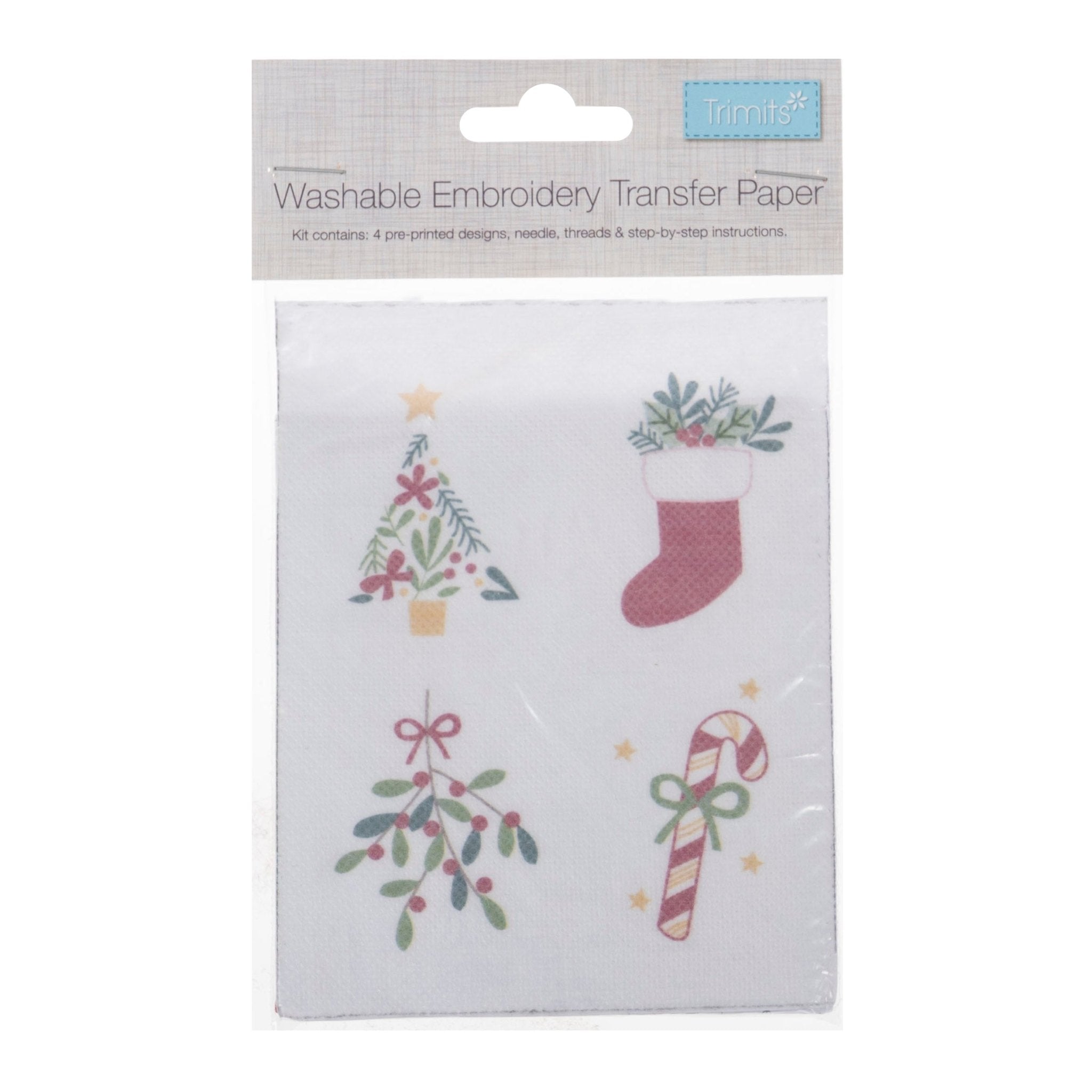 Trimits Washable Embroidery Transfer Paper: 4 Christmas Designs | Buy Online from The Home Crafters