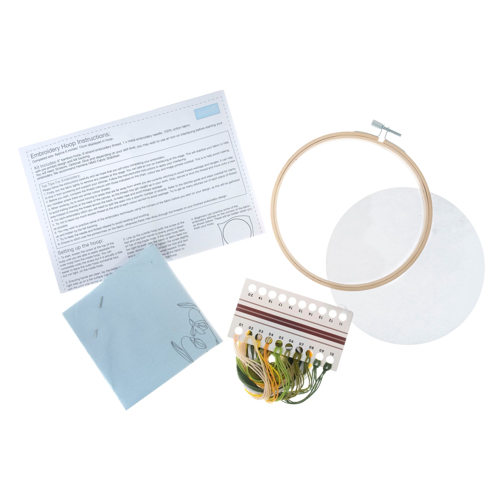 Trimits Embroidery Kit with Hoop: Snowdrops