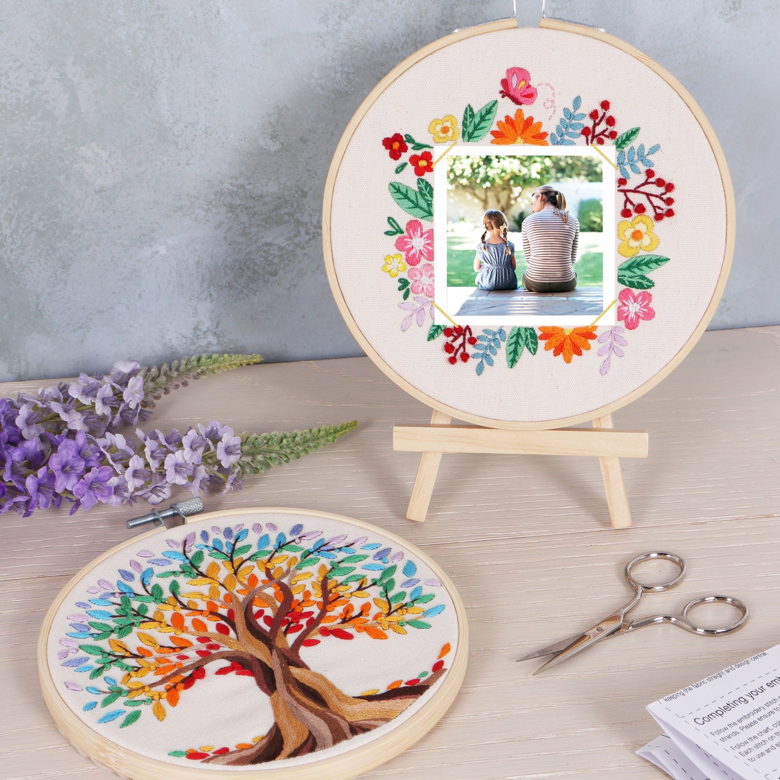 Trimits Embroidery Kit with Hoop: Floral Photo Frame