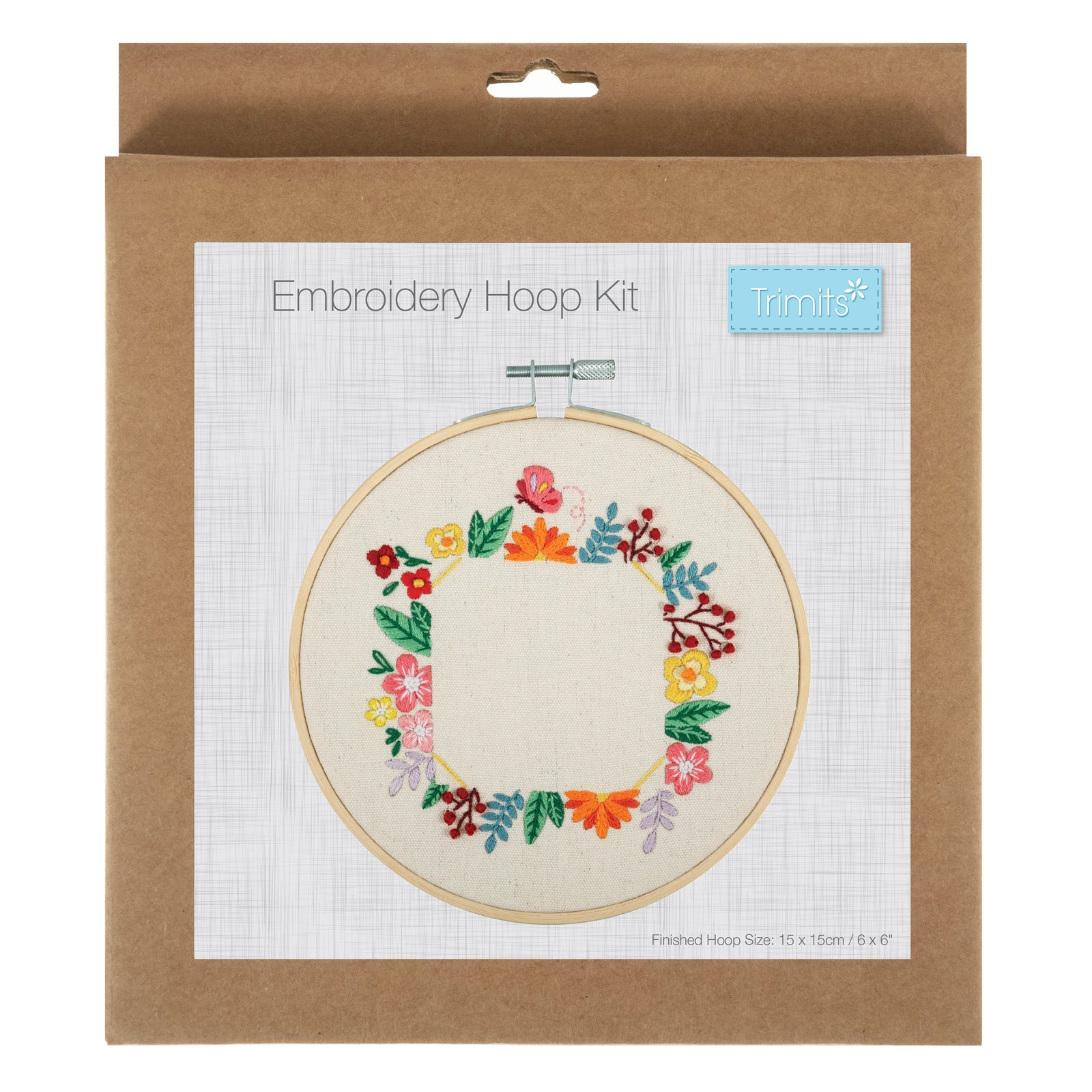 Trimits Embroidery Kit with Hoop: Floral Photo Frame