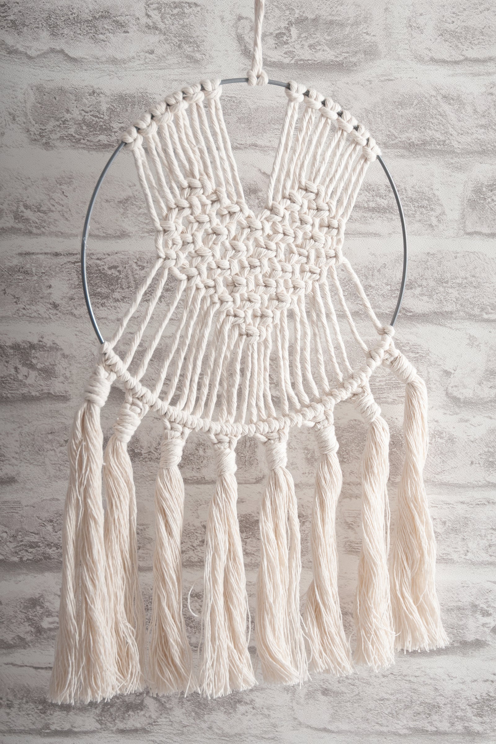 Metal Macramé Ring / Flower Hoop - White