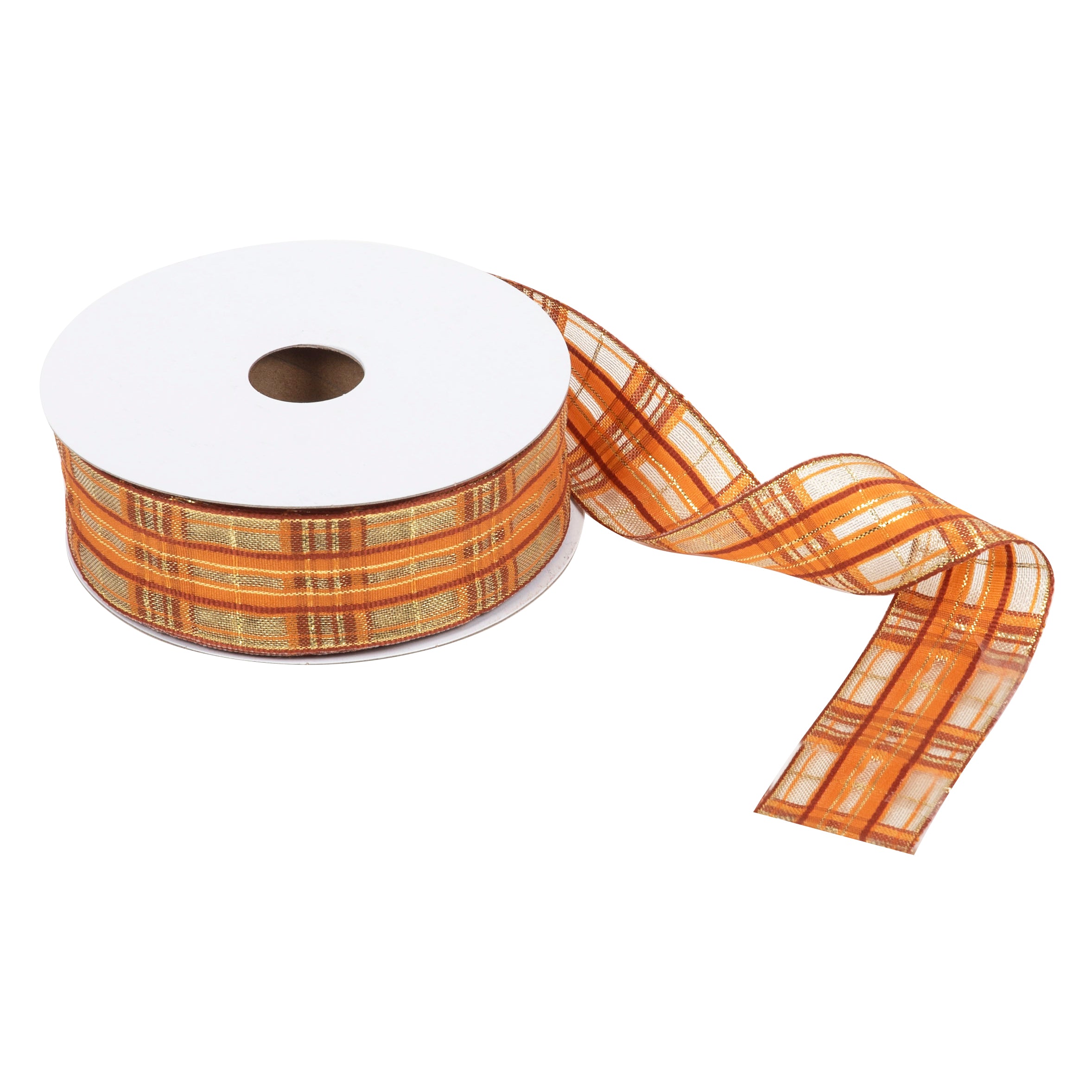 Wire Edge Ribbon: 38mm: Autumn Tartan - per metre