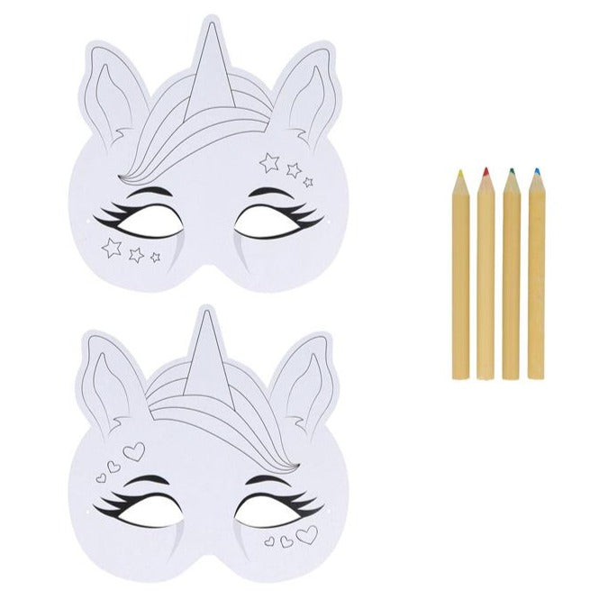 DIY Unicorn Paper Mask Colouring Set