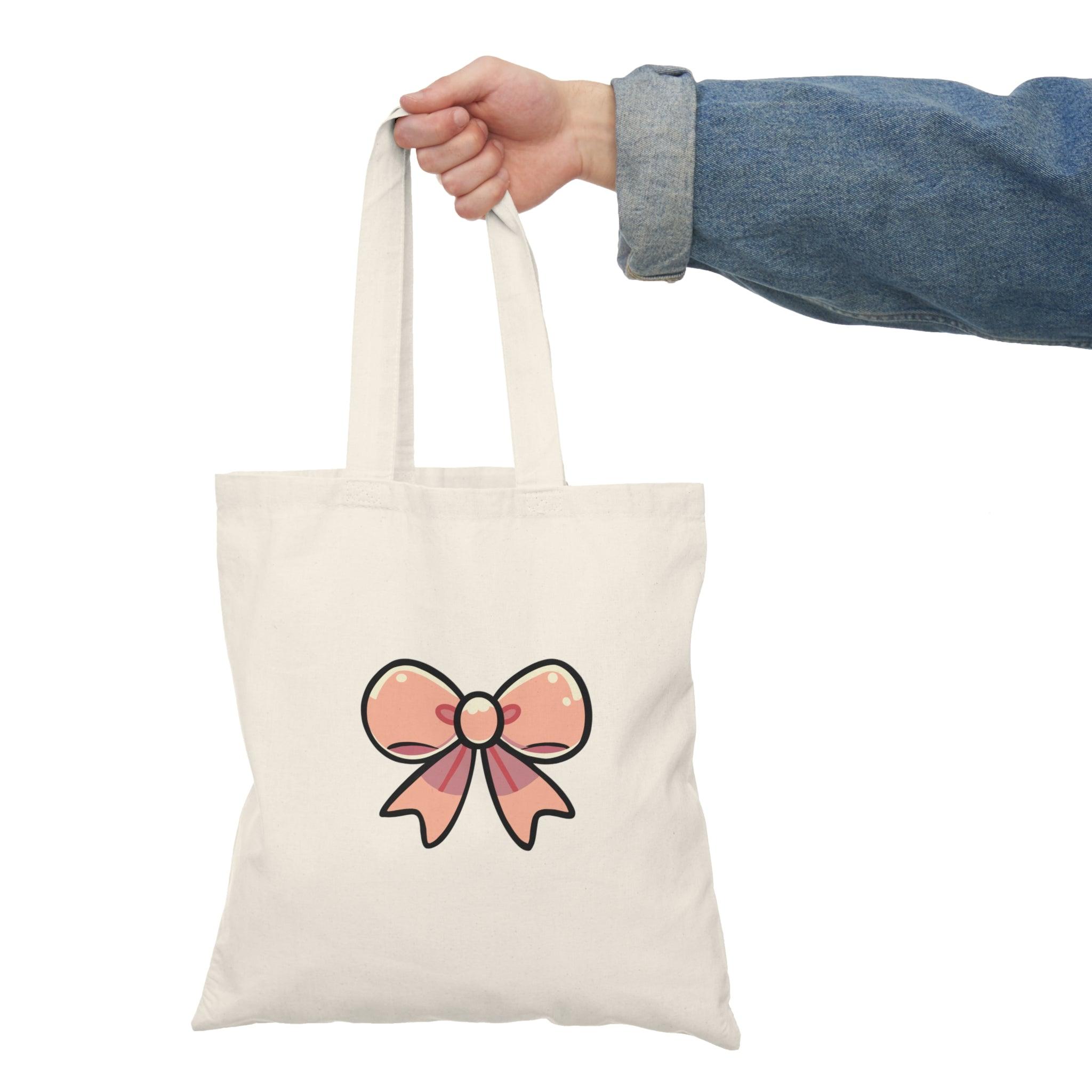 Bow Tote Bag – Cute Cartoon Bow Recycled Cotton Tote | Buy Online from The Home Crafters