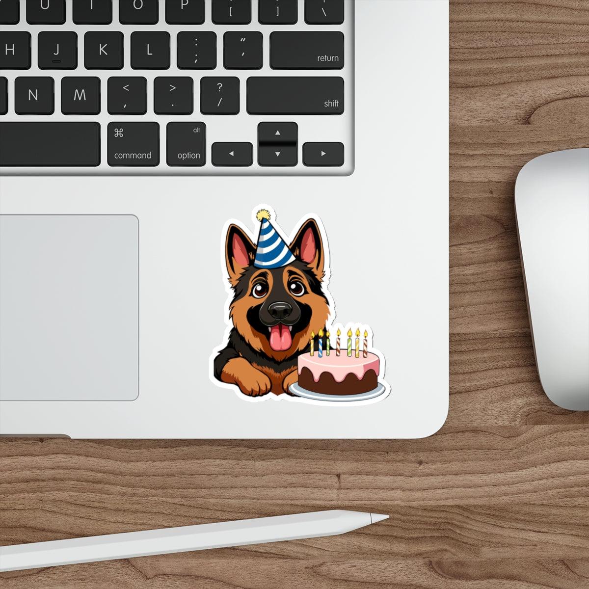German Shepherd Party Sticker – Fun Dog Birthday Decal | Buy Online from The Home Crafters