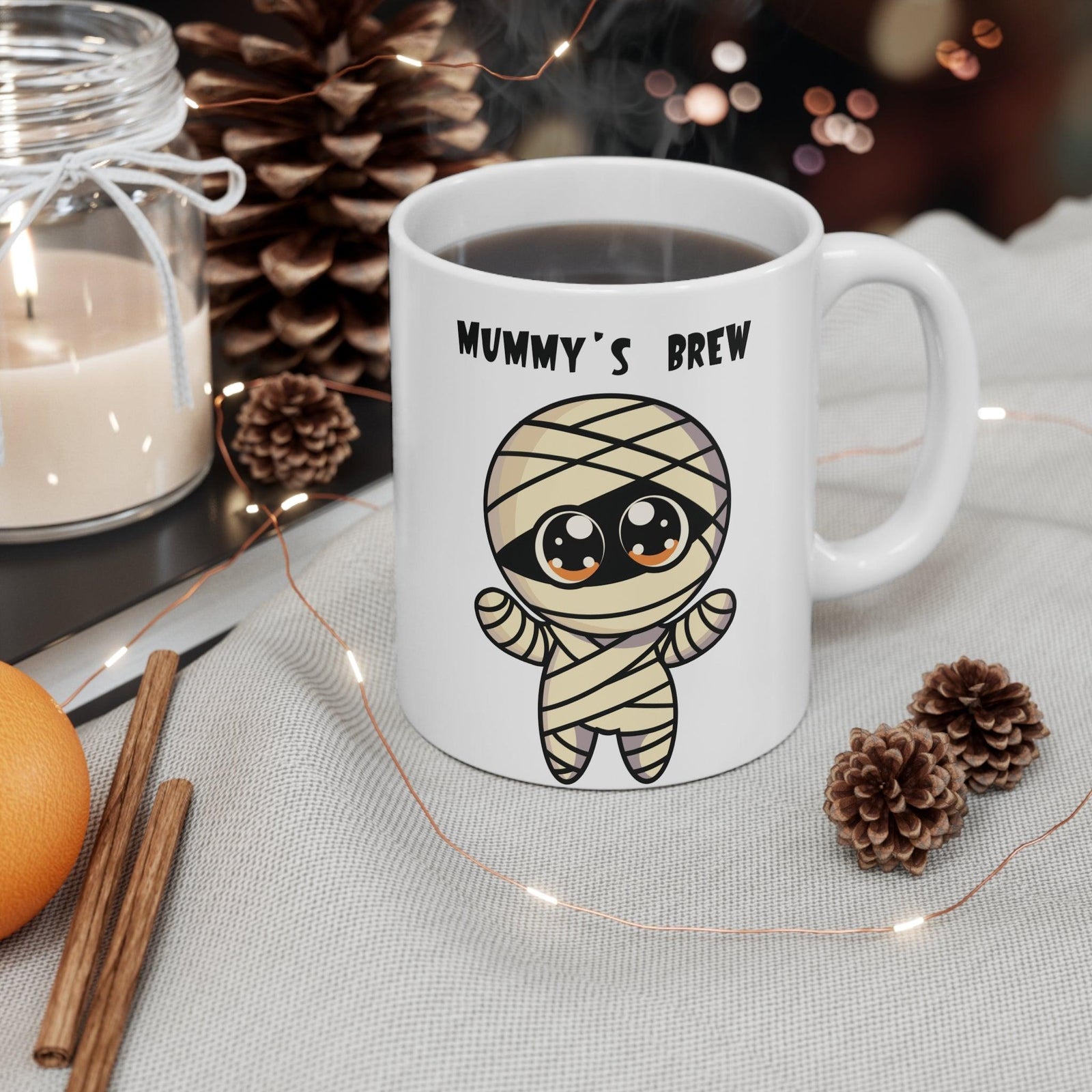 Mummy’s Brew – Cartoon Halloween Mummy Ceramic Mug (11 oz) | Buy Online from The Home Crafters