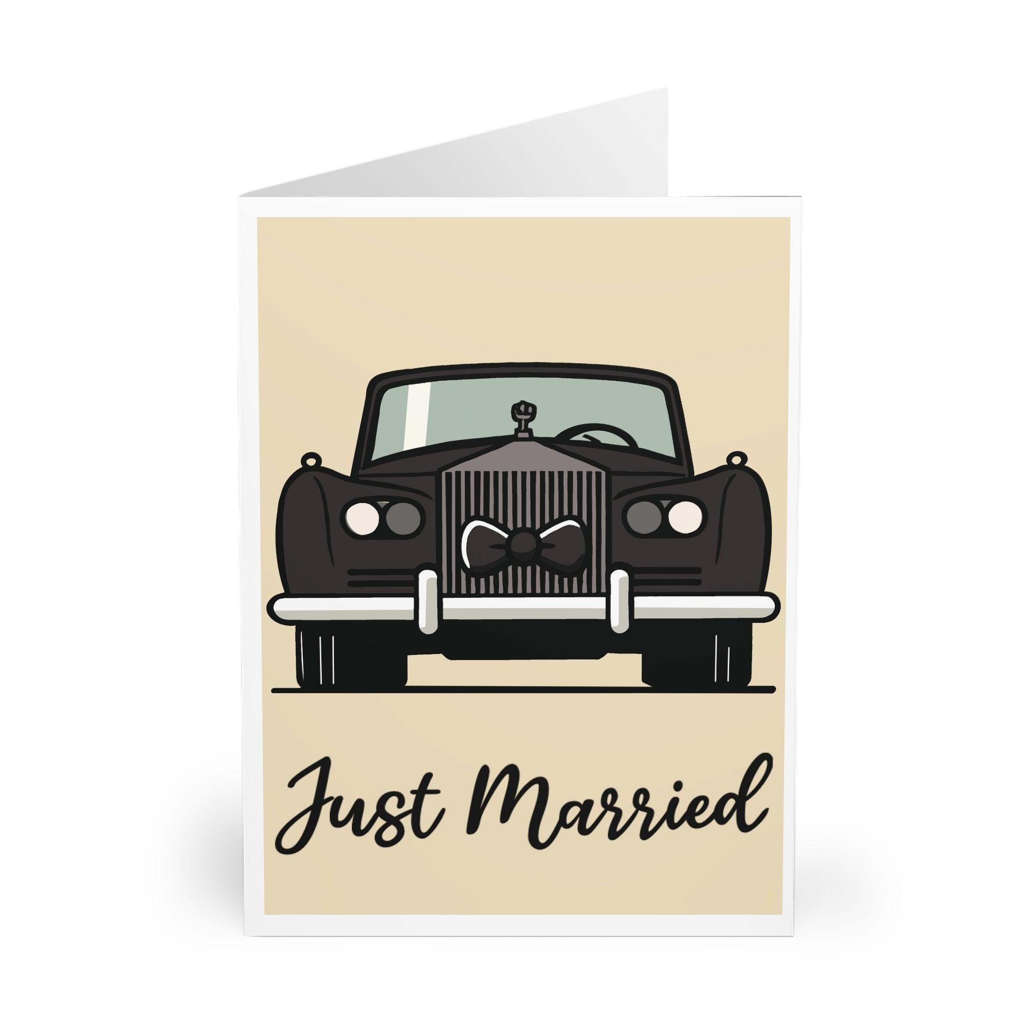Just Married Wedding Card – Rolls Royce & Bow Tie Design | Buy Online from The Home Crafters