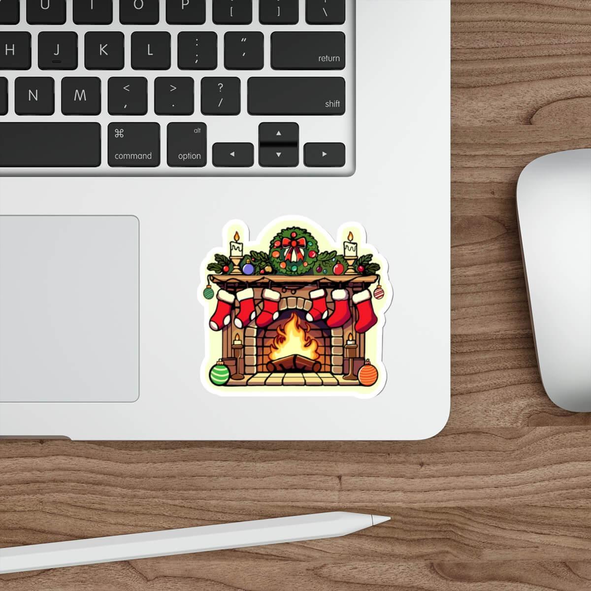 Cozy Christmas Fireplace Sticker – Festive Vinyl | Buy Online from The Home Crafters