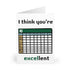 I Think You’re EXCELlent – Funny Spreadsheet Pun Card | Buy Online from The Home Crafters