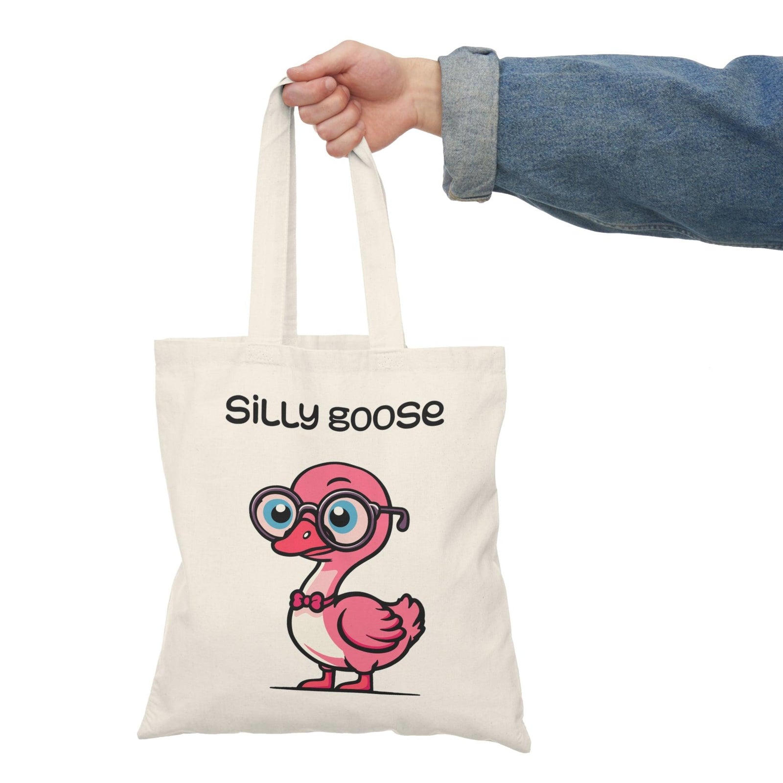 Silly Goose Tote Bag – Cute Pink Goose in Glasses Design | Buy Online from The Home Crafters