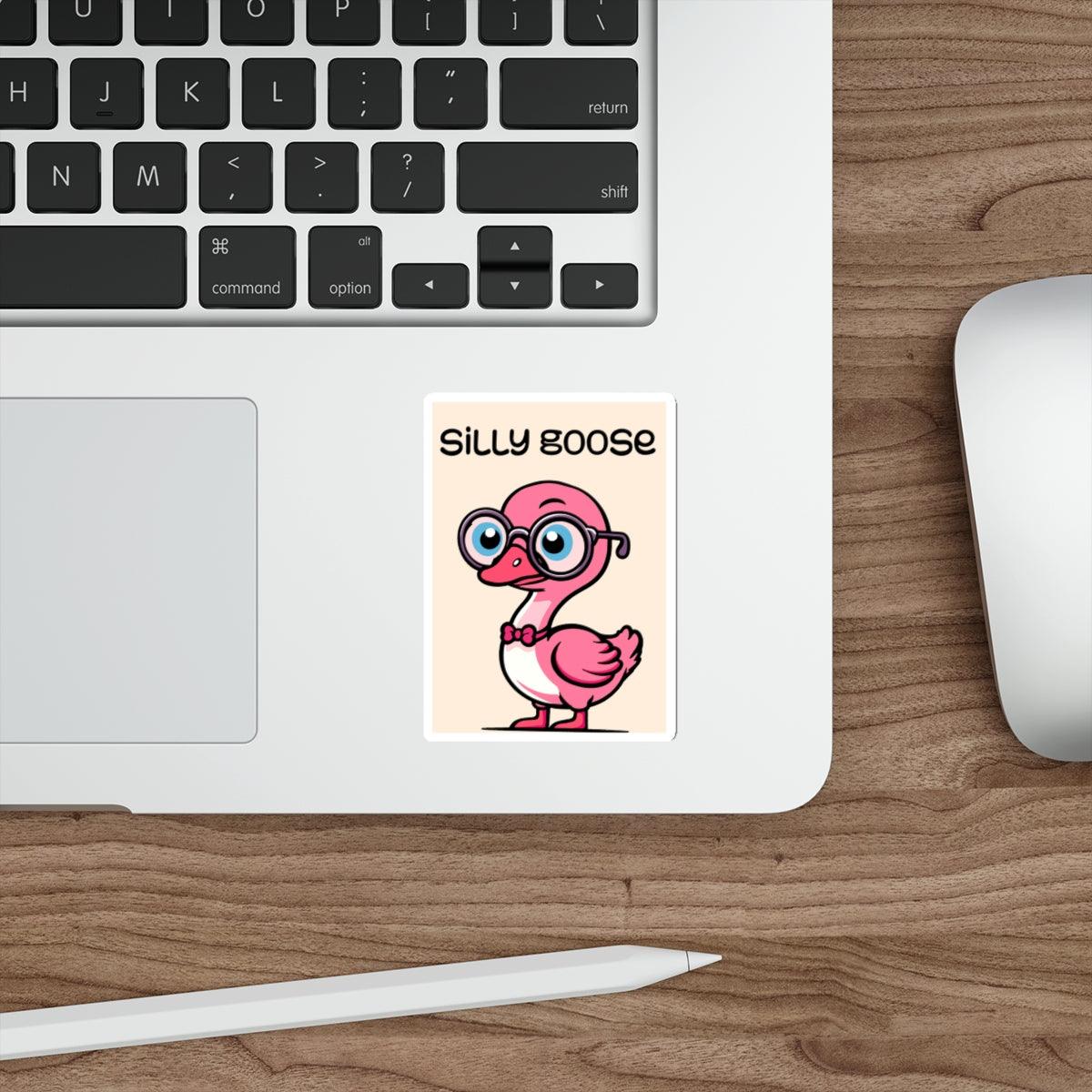 Silly Goose Sticker – Pink Goose with Glasses Vinyl Decal | Buy Online from The Home Crafters