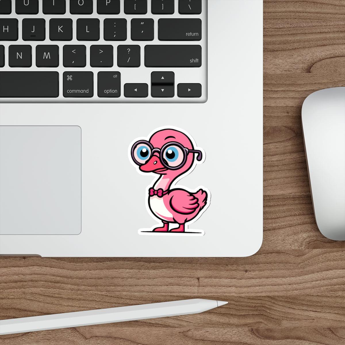 Geeky Pink Goose Sticker – Funny Glasses Bird Vinyl Decal | Buy Online from The Home Crafters