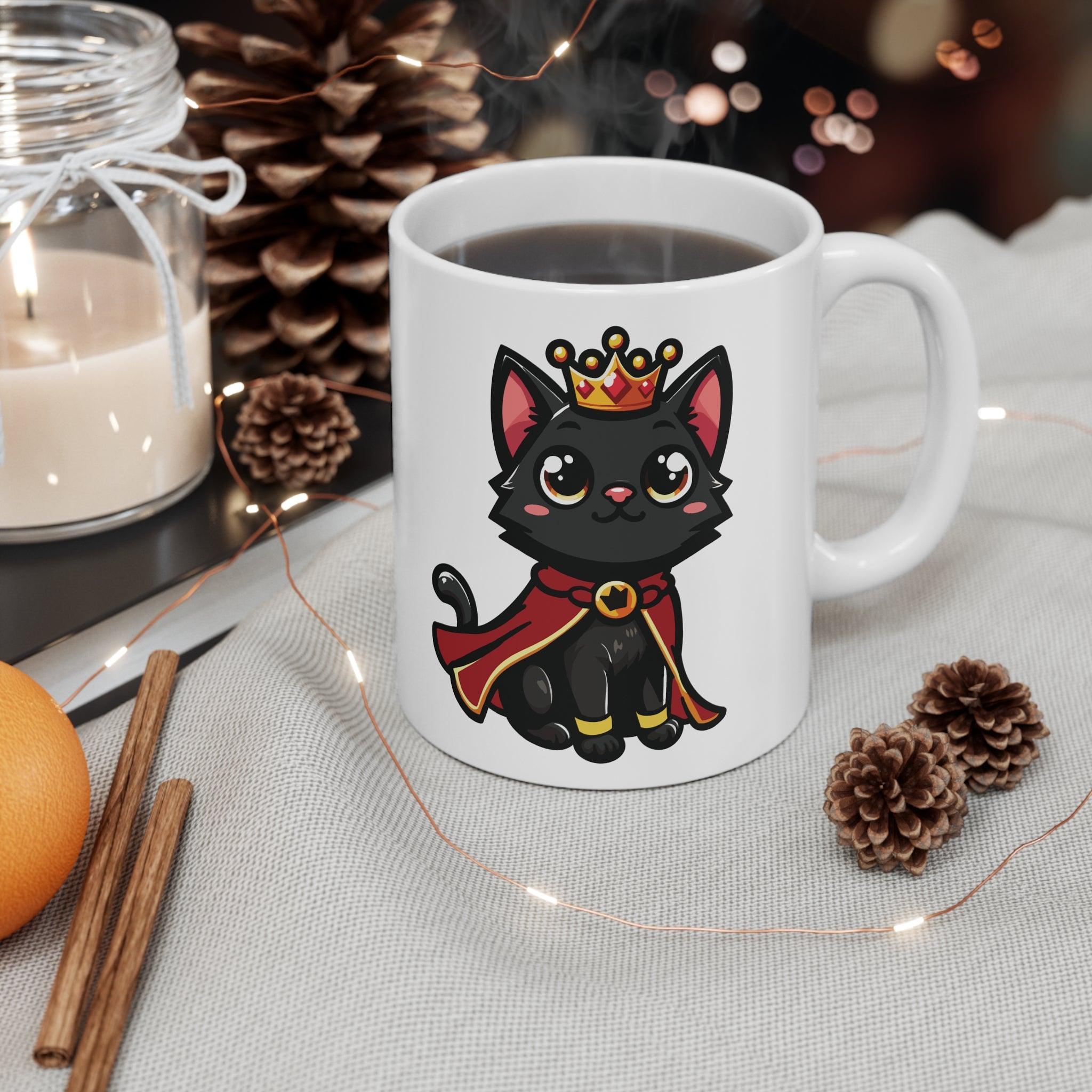 Royal Kitten Mug | Black Cat Crown & Cape 11 oz | Buy Online from The Home Crafters