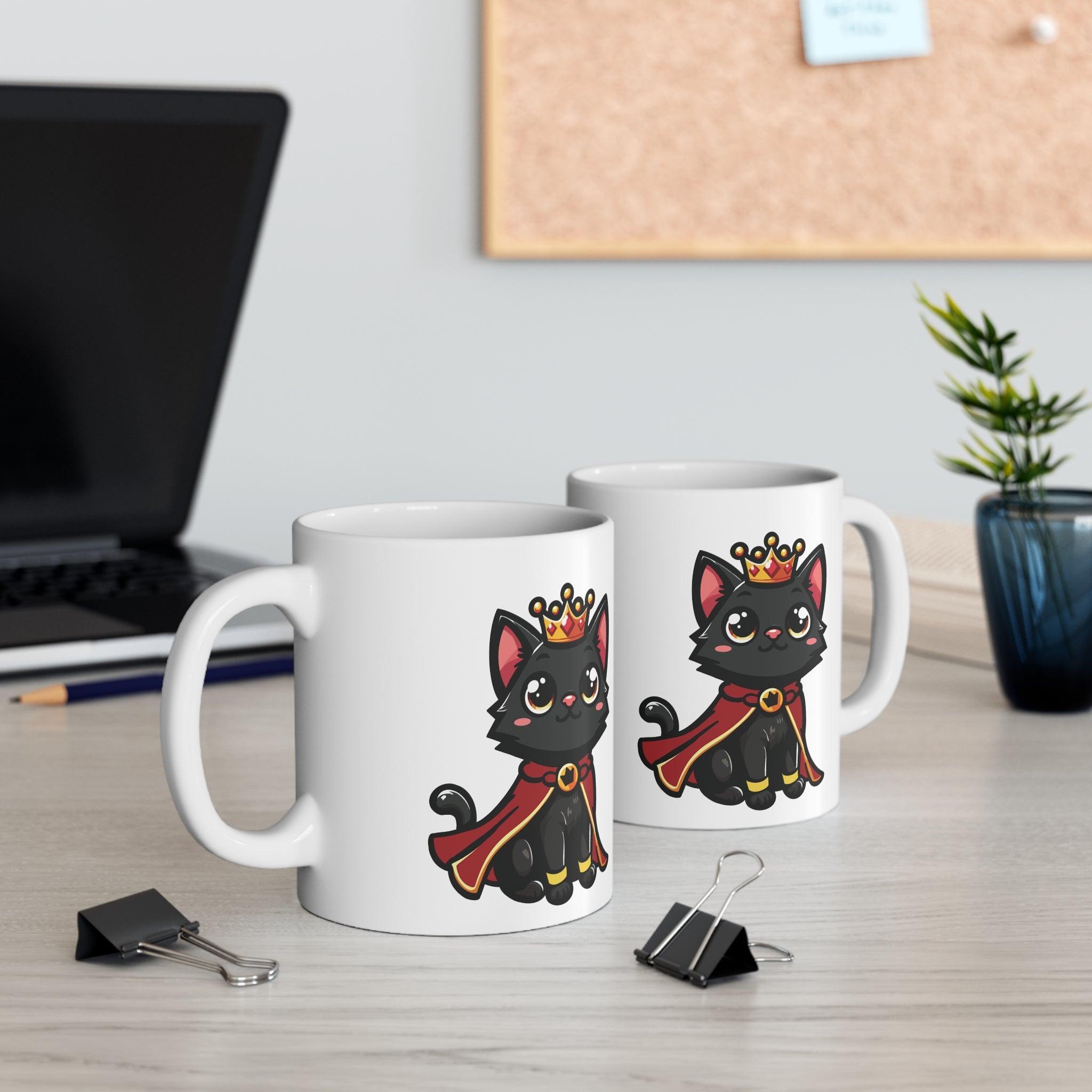 Royal Kitten Mug | Black Cat Crown & Cape 11 oz | Buy Online from The Home Crafters