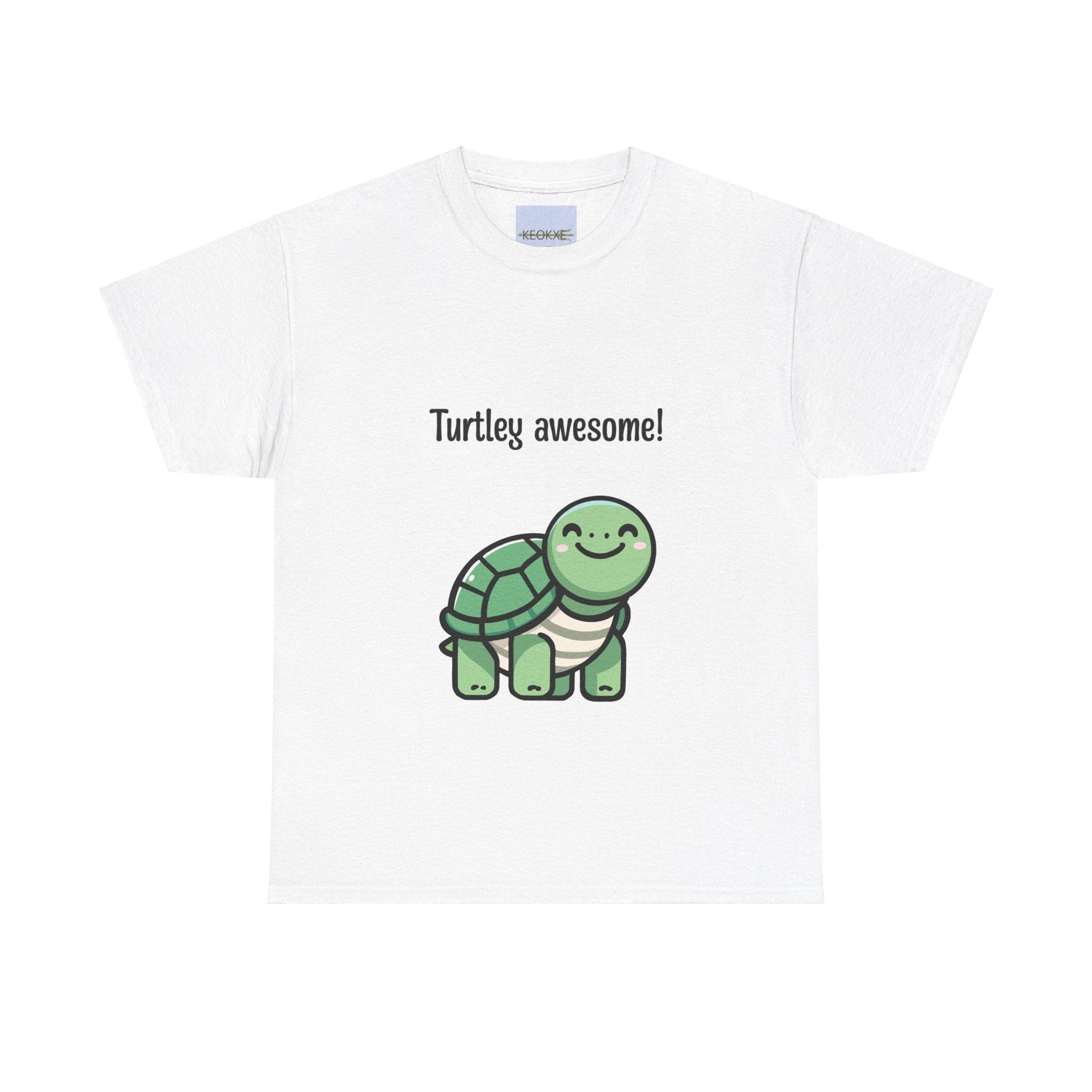 Turtley Awesome T-Shirt – Cute Cartoon Turtle Positivity Tee | Buy Online from The Home Crafters