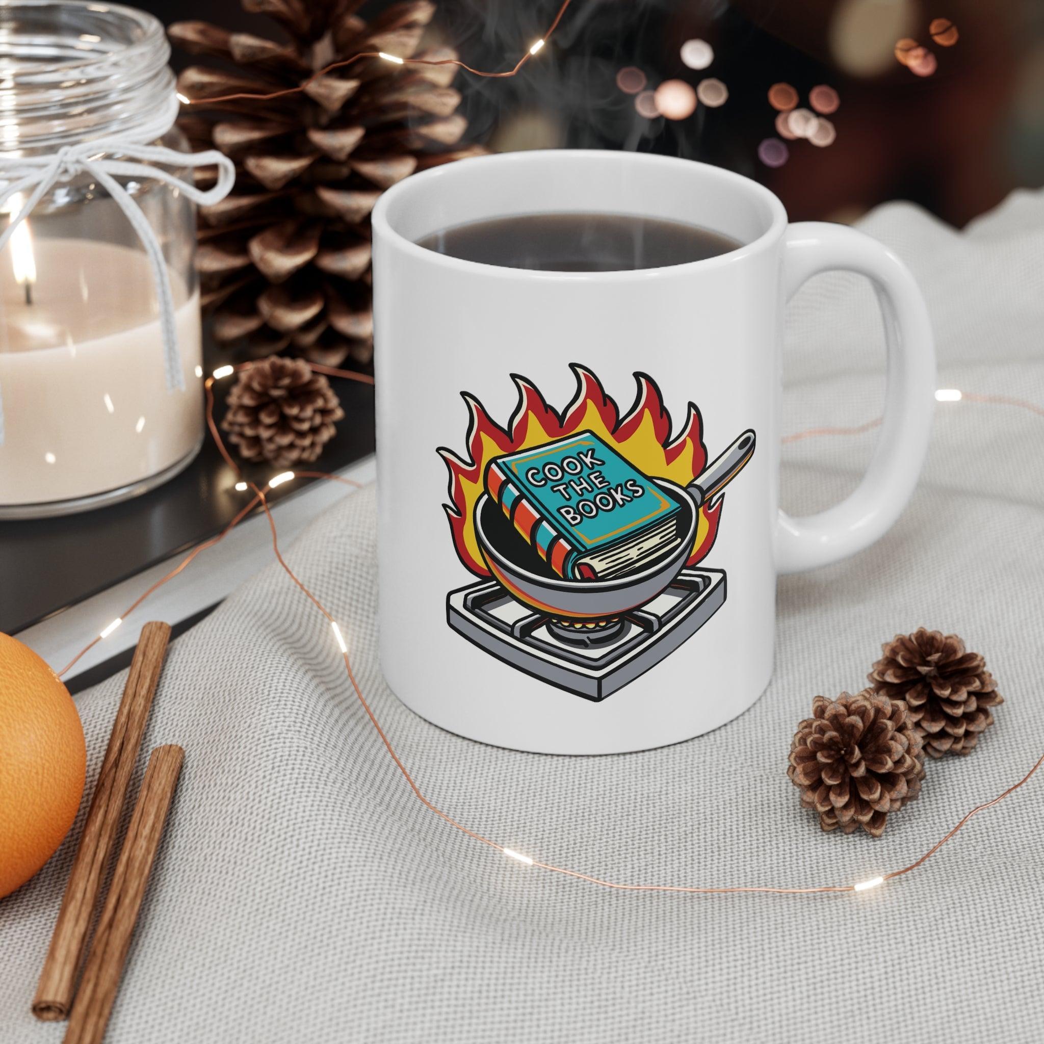 Cook the Books Mug | Punny 11 oz Cartoon Gift | Buy Online from The Home Crafters