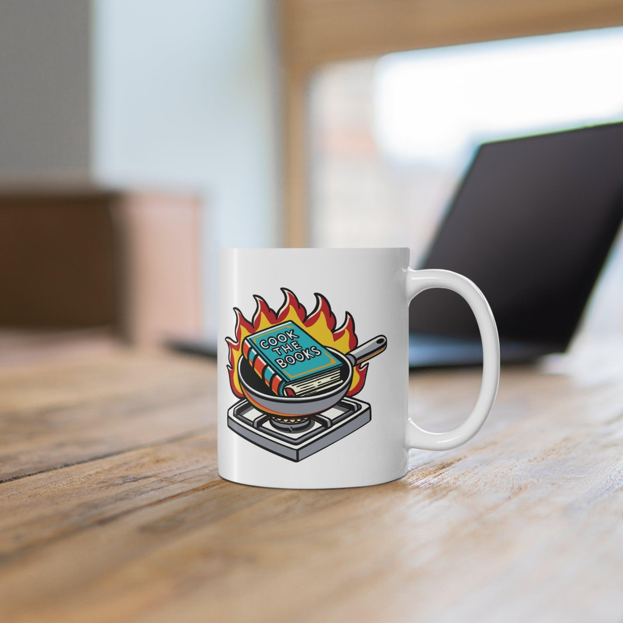 Cook the Books Mug | Punny 11 oz Cartoon Gift | Buy Online from The Home Crafters