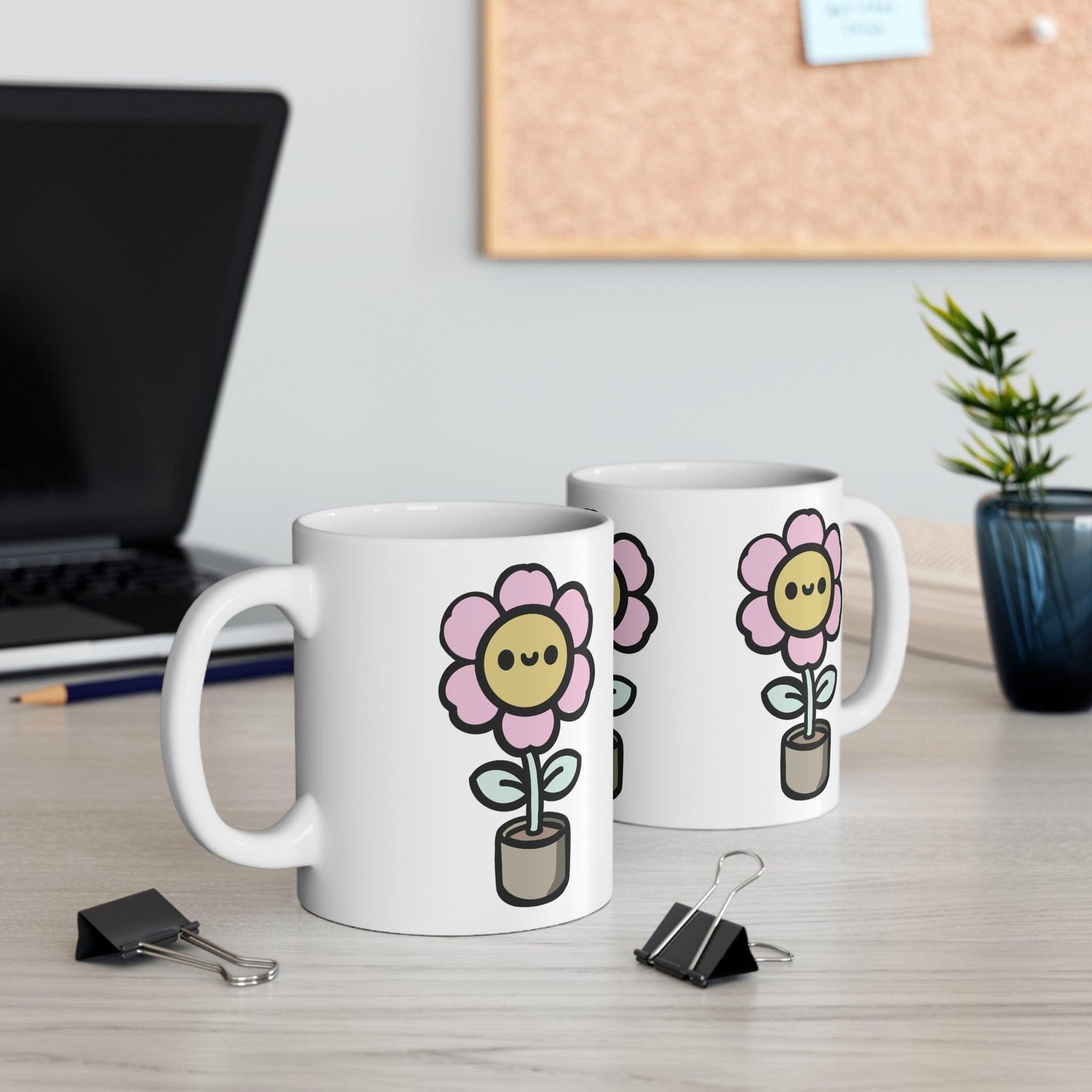 Cartoon Flower in Pot Mug | Blooming 11 oz Cheer | Buy Online from The Home Crafters