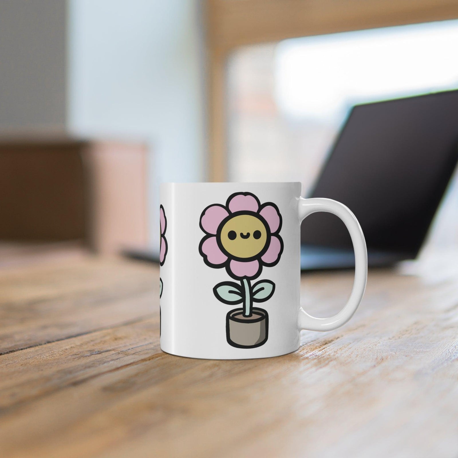 Cartoon Flower in Pot Mug | Blooming 11 oz Cheer | Buy Online from The Home Crafters