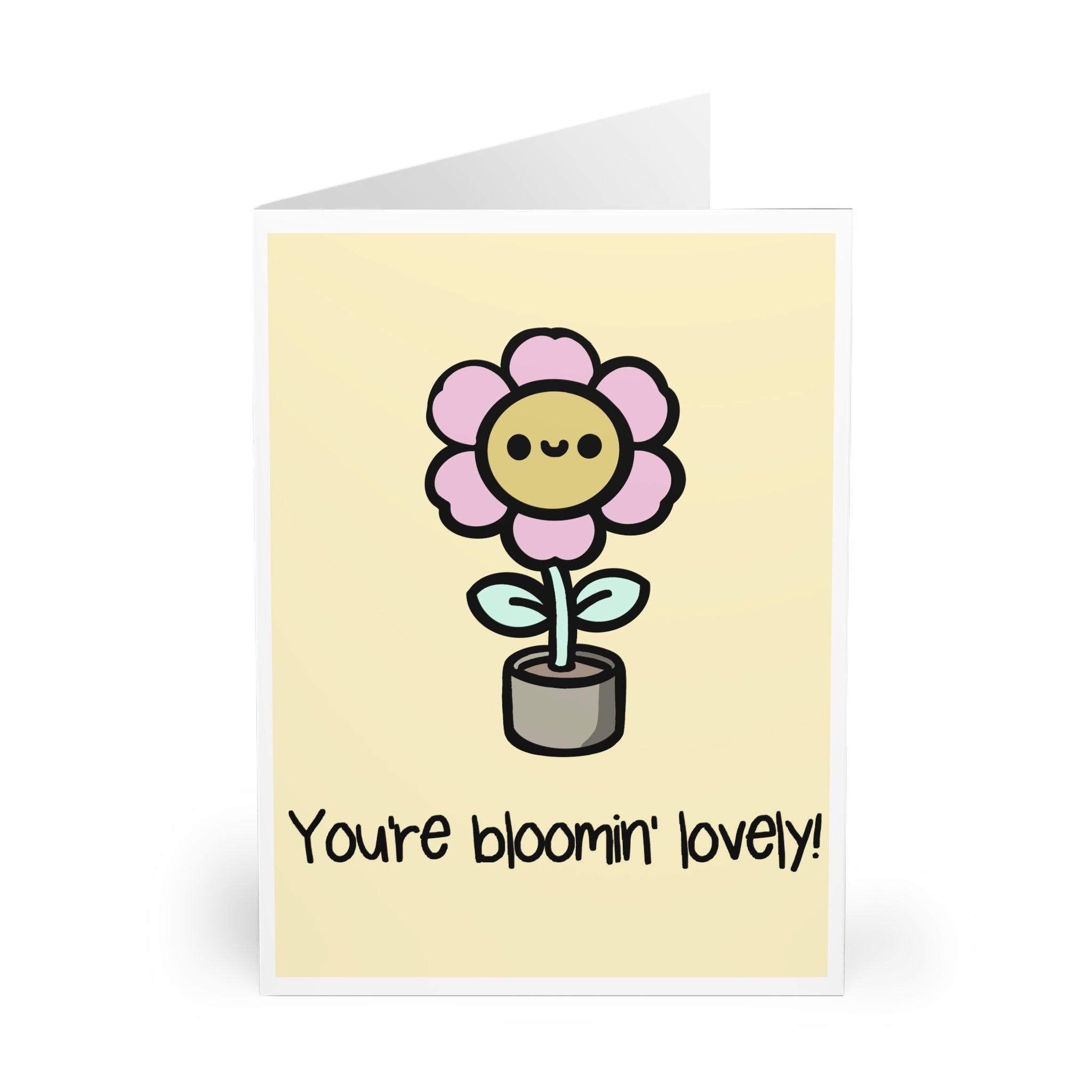 You're Bloomin' Lovely – Cute Flower Cartoon Greeting Card | Buy Online from The Home Crafters