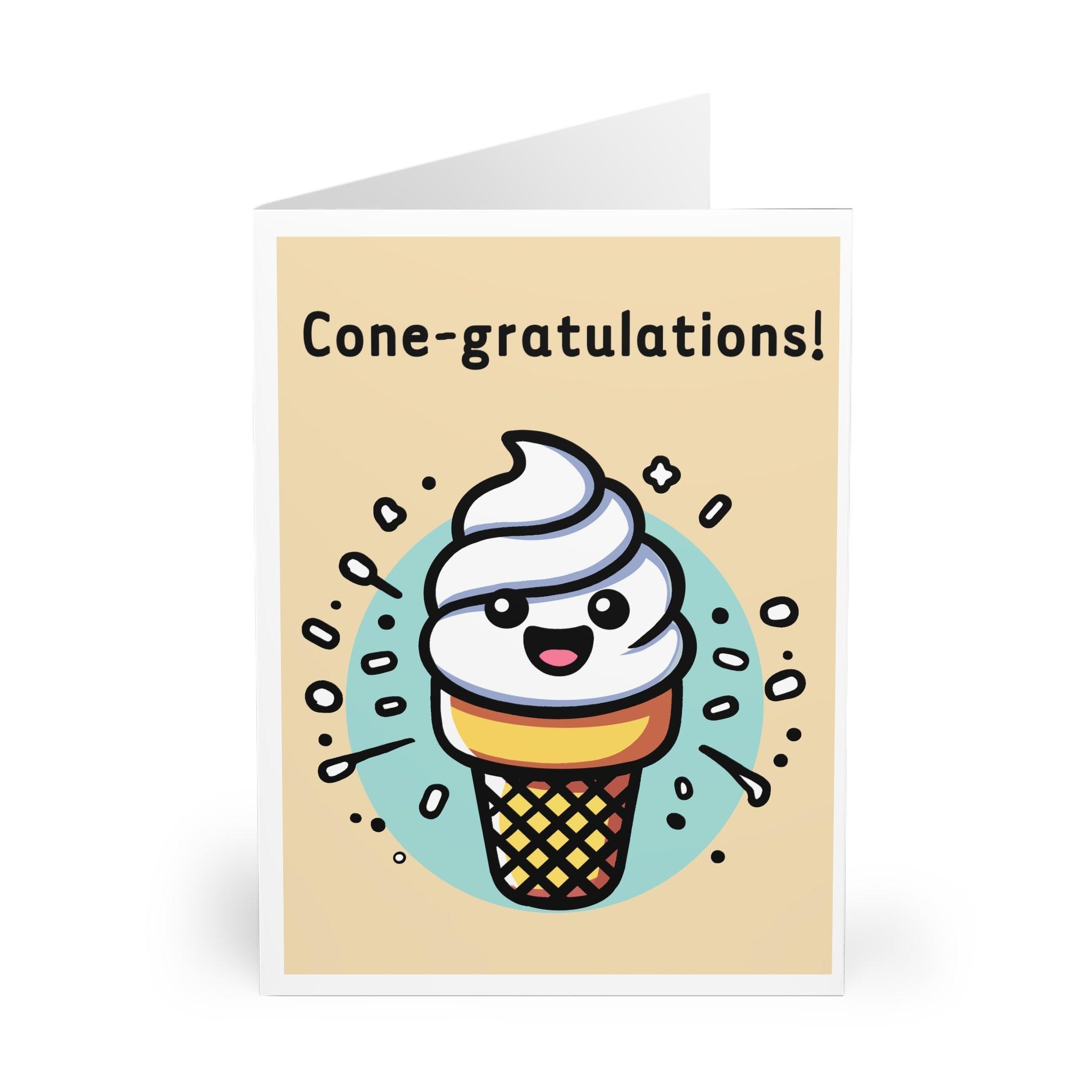 Cone - gratulations! – Funny Ice Cream Pun Celebration Card | Buy Online from The Home Crafters