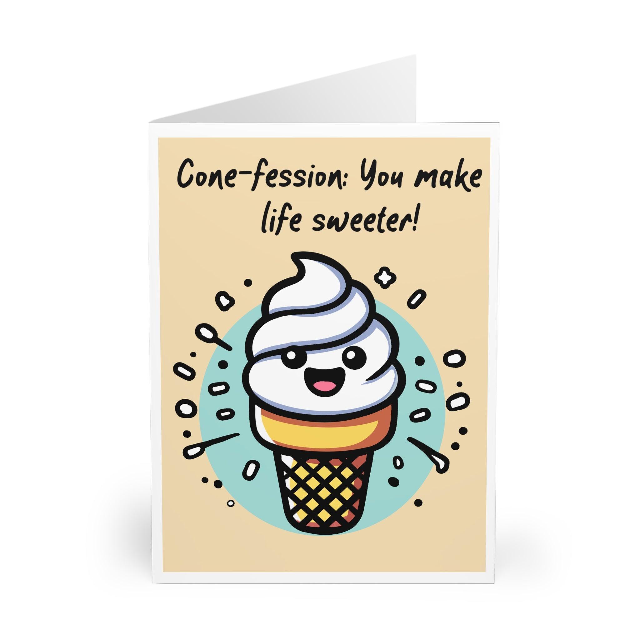 Cone - fession! – Sweet Ice Cream Pun Thank You Card | Buy Online from The Home Crafters