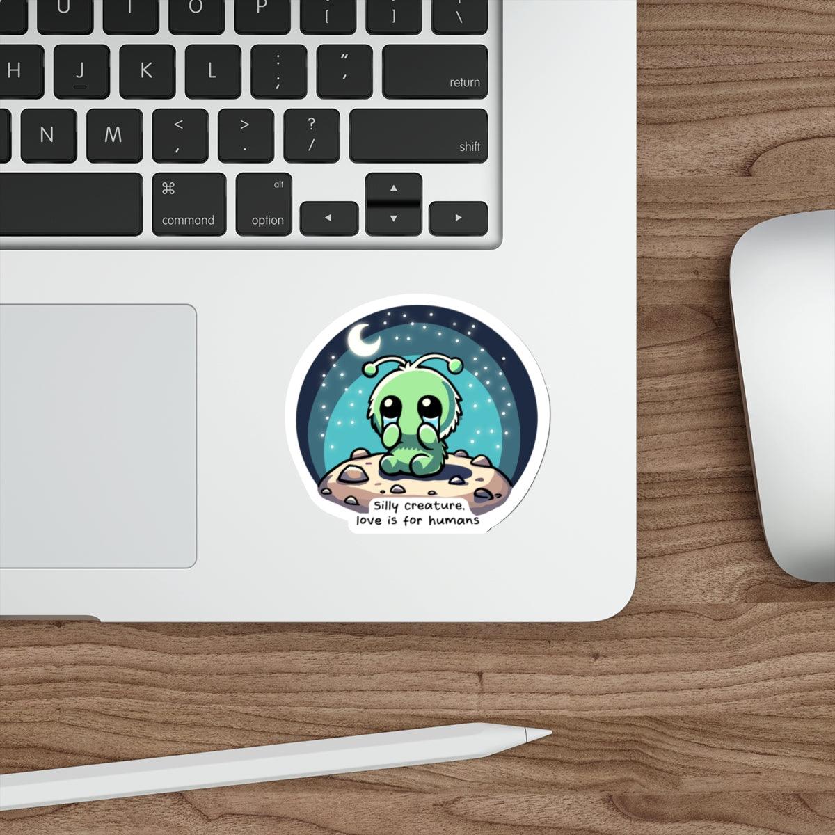 Silly Creature Love Sticker – Sad Cute Alien Vinyl Decal | Buy Online from The Home Crafters