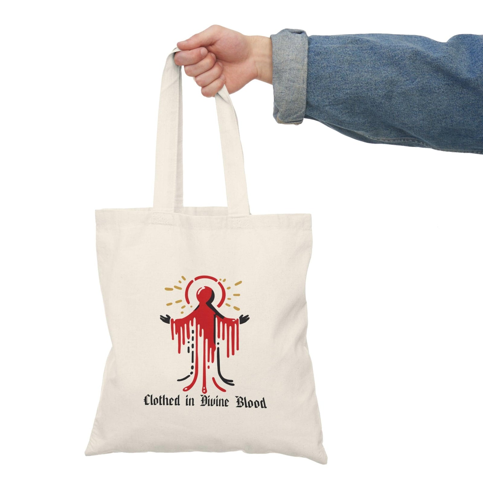 Clothed in Divine Blood Tote Bag | Buy Online from The Home Crafters
