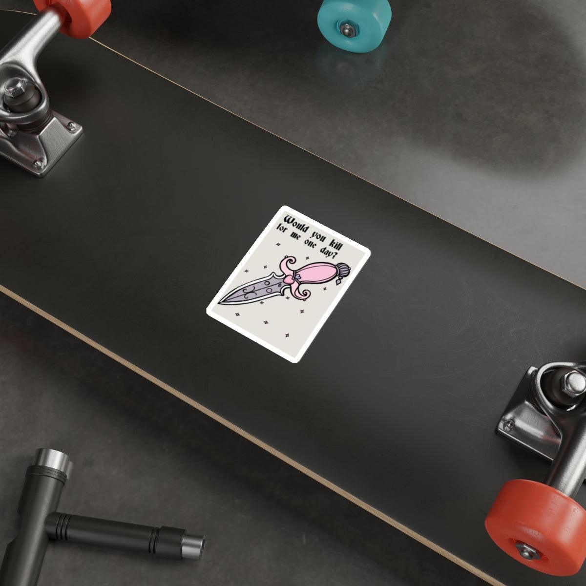 Would You Kill for Me? – Pink Cartoon Dagger Sticker | Buy Online from The Home Crafters
