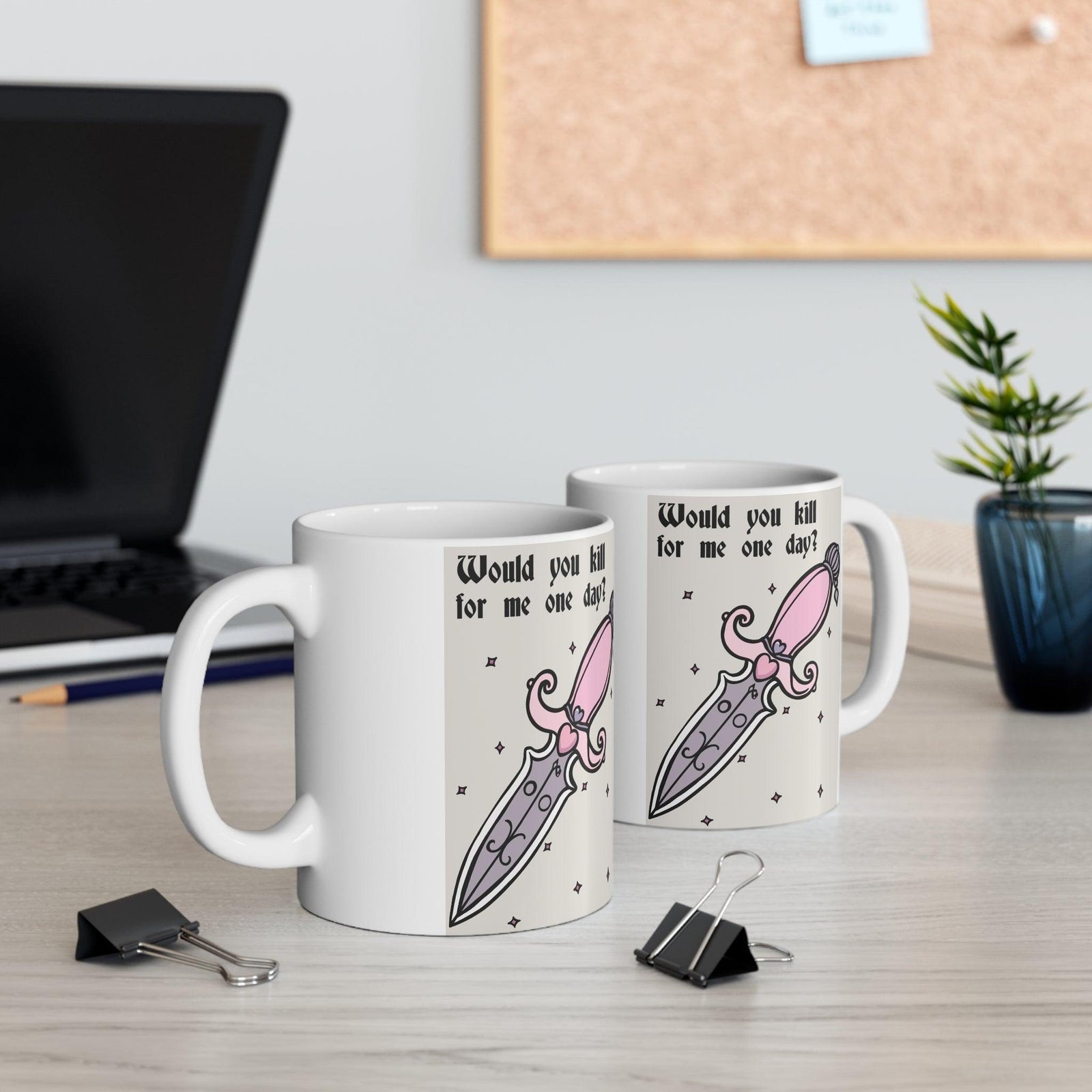 Pink Dagger Mug| “Would You Kill for Me One Day? | Buy Online from The Home Crafters