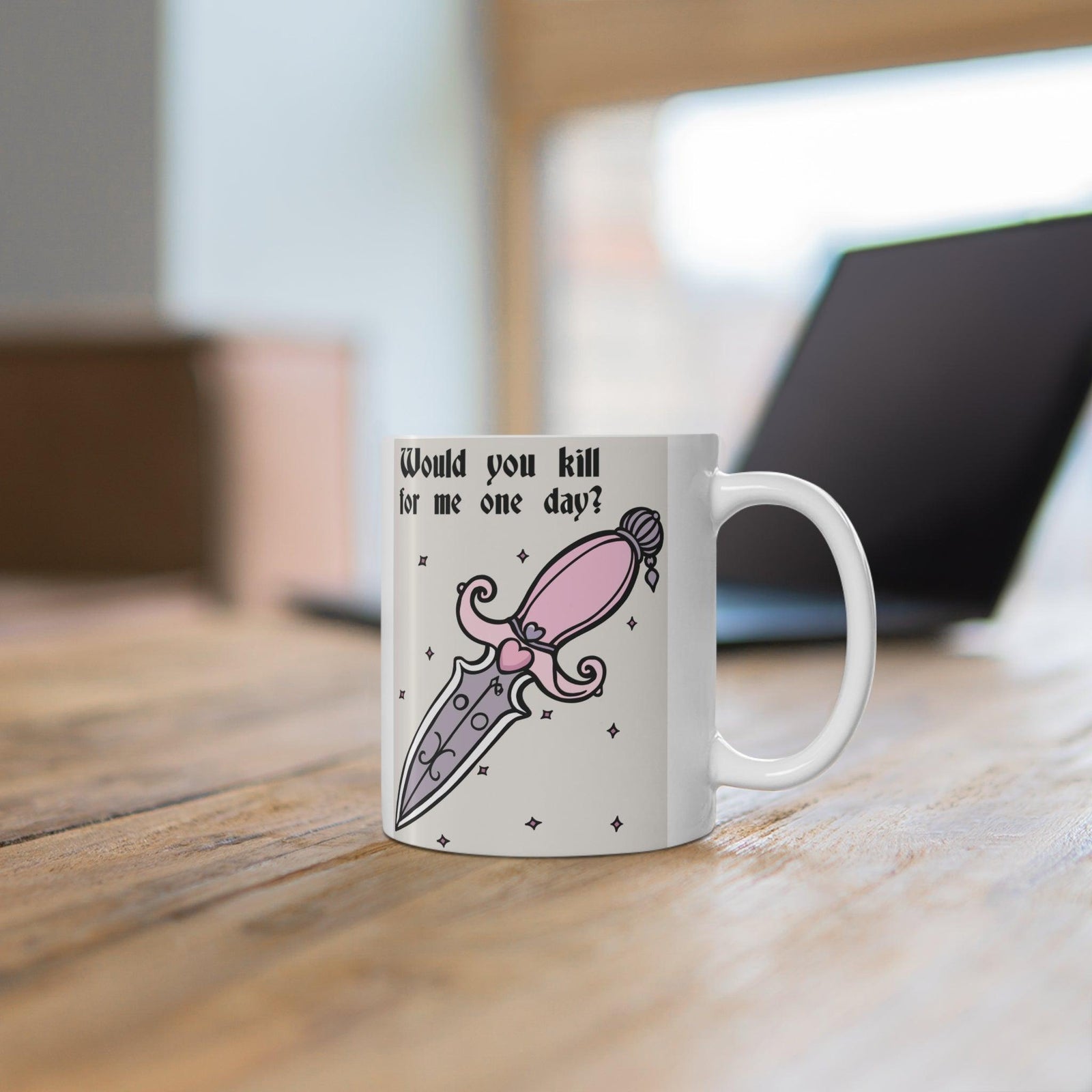 Pink Dagger Mug| “Would You Kill for Me One Day? | Buy Online from The Home Crafters