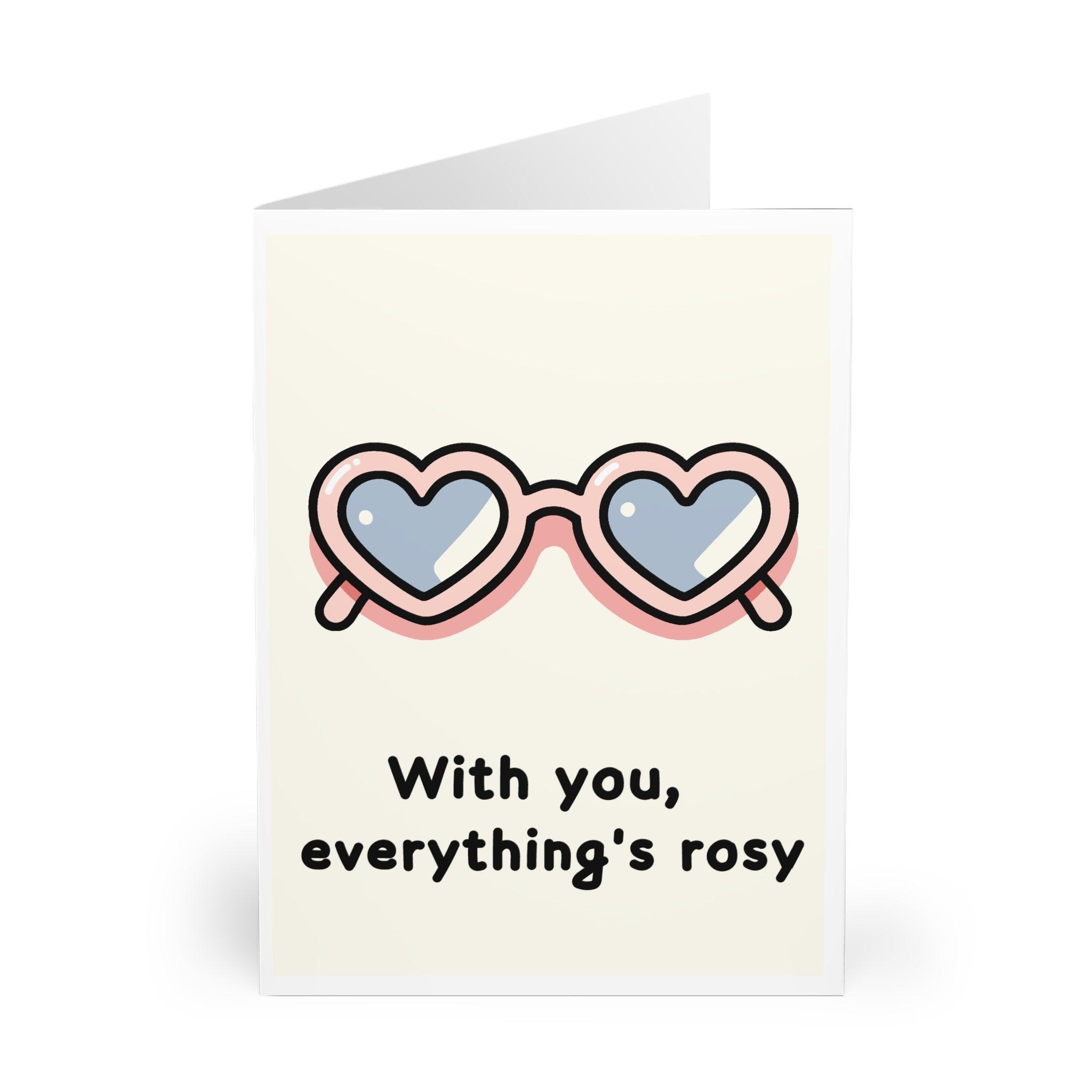 With You, Everything's Rosy – Romantic Glasses Card | Buy Online from The Home Crafters