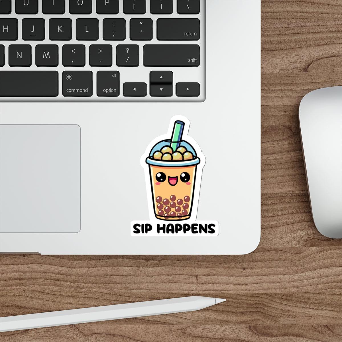 Sip happens Waterproof bubble tea sticker | Buy Online from The Home Crafters