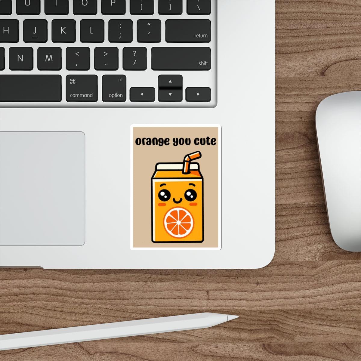 Orange You Cute Sticker – Funny Cartoon Juice Box Design | Buy Online from The Home Crafters