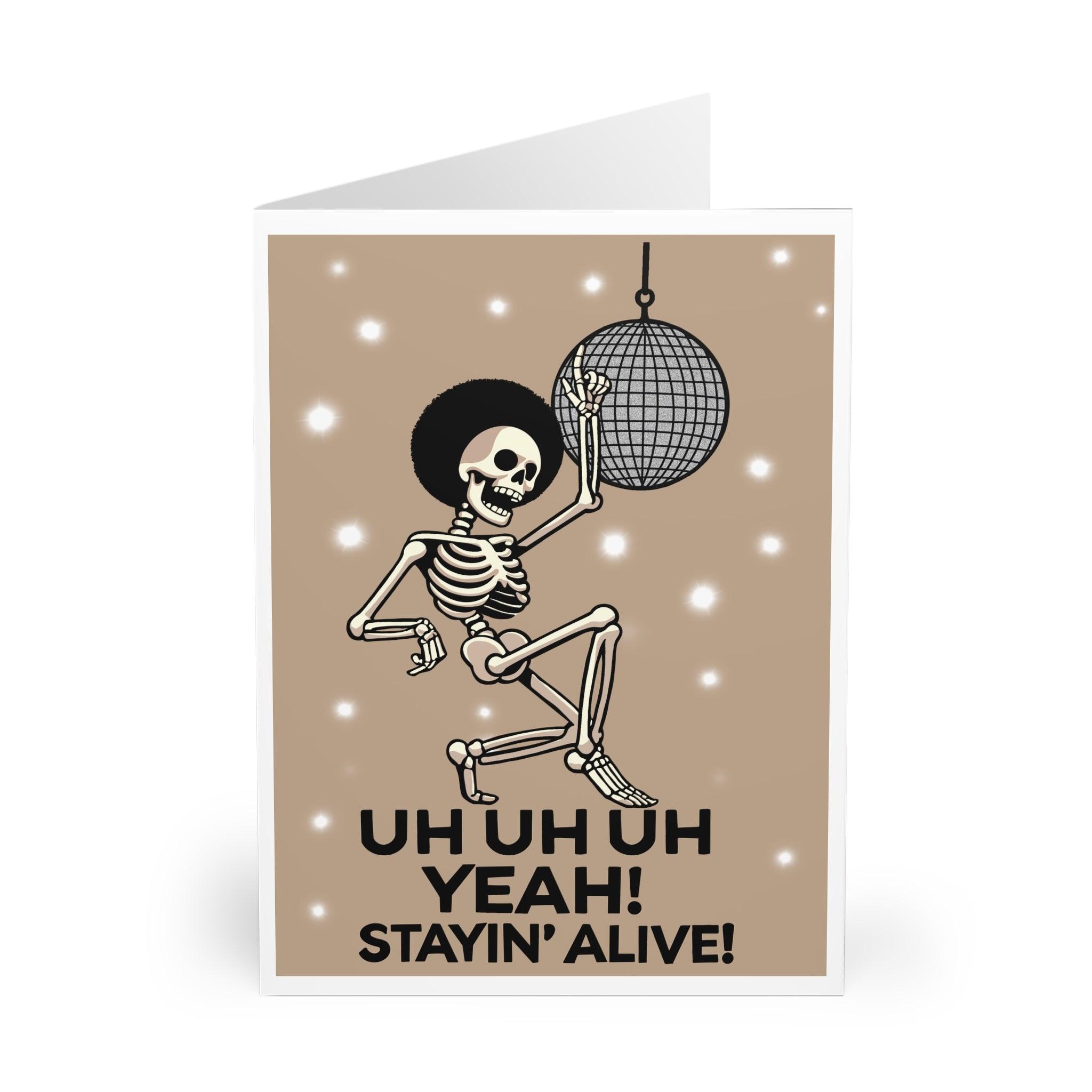Staying Alive Card – Funky Disco Skeleton Birthday Card | Buy Online from The Home Crafters