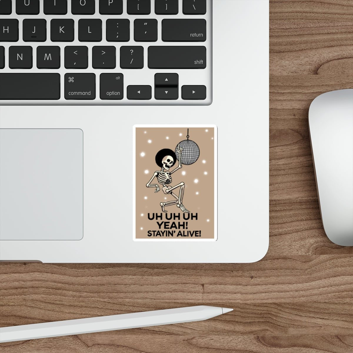 Stayin’ Alive Skeleton Disco Sticker – Funky Retro Afro | Buy Online from The Home Crafters