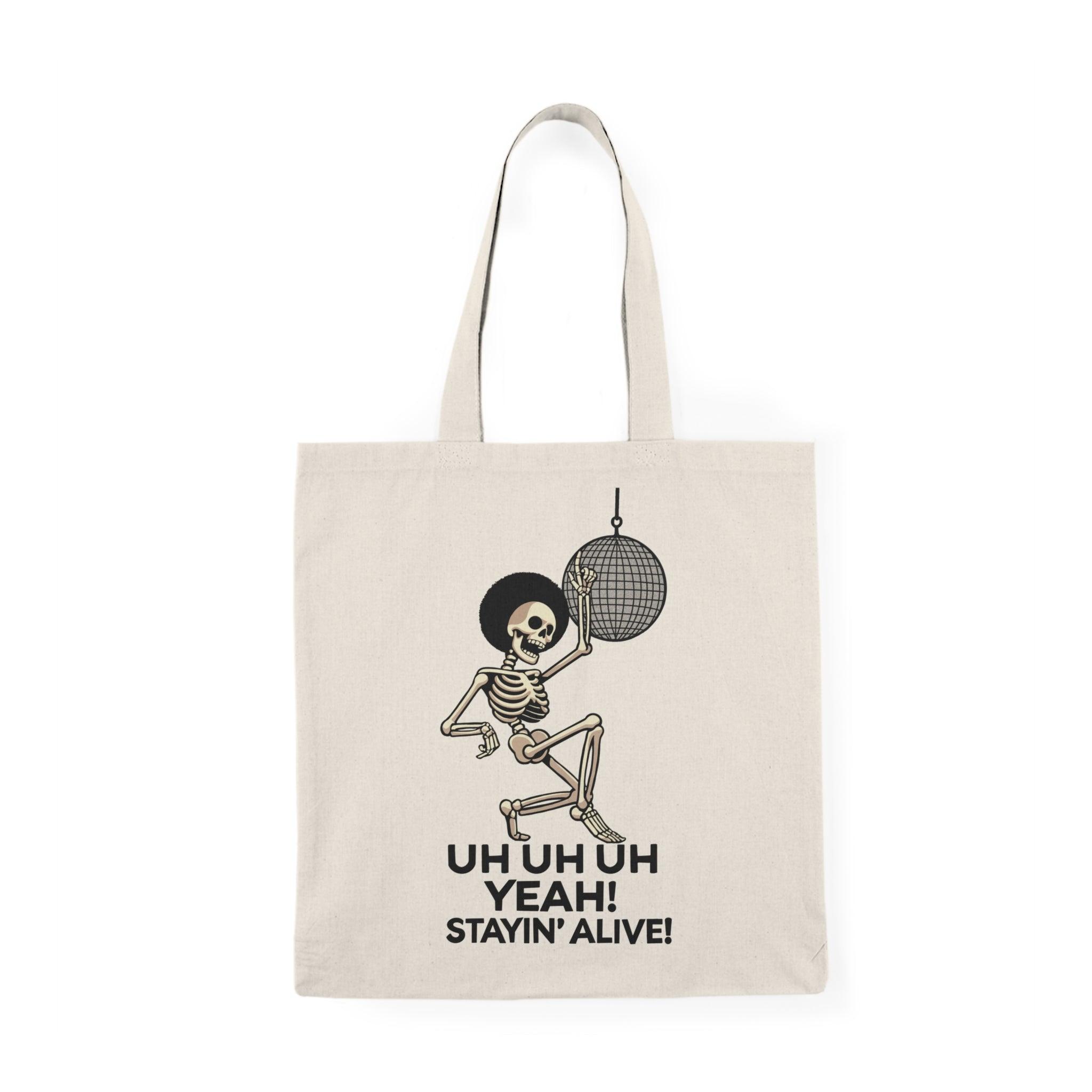 Staying Alive Tote – Disco Skeleton Recycled Cotton Bag | Buy Online from The Home Crafters