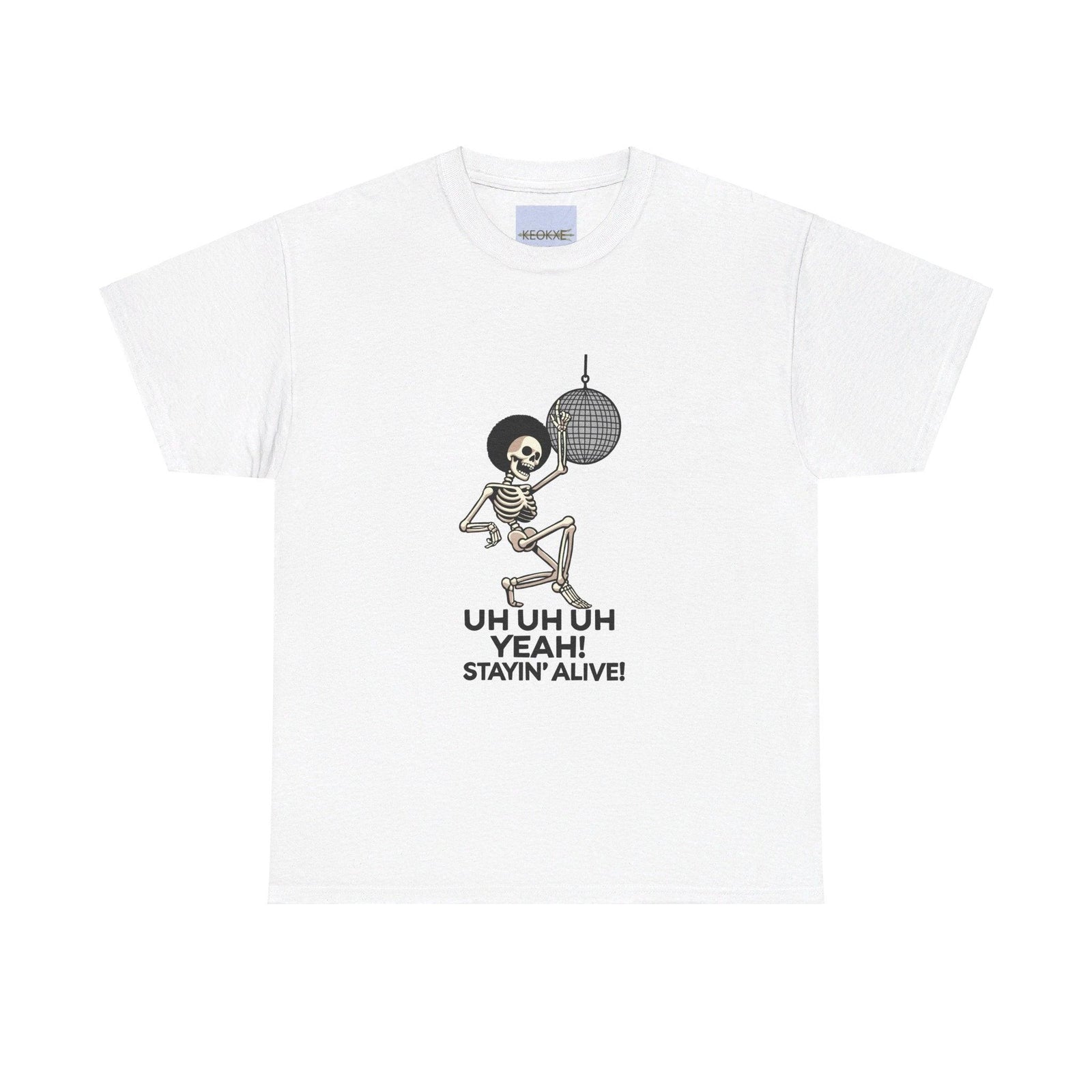 Staying Alive – Dancing Skeleton Retro T-Shirt | Buy Online from The Home Crafters
