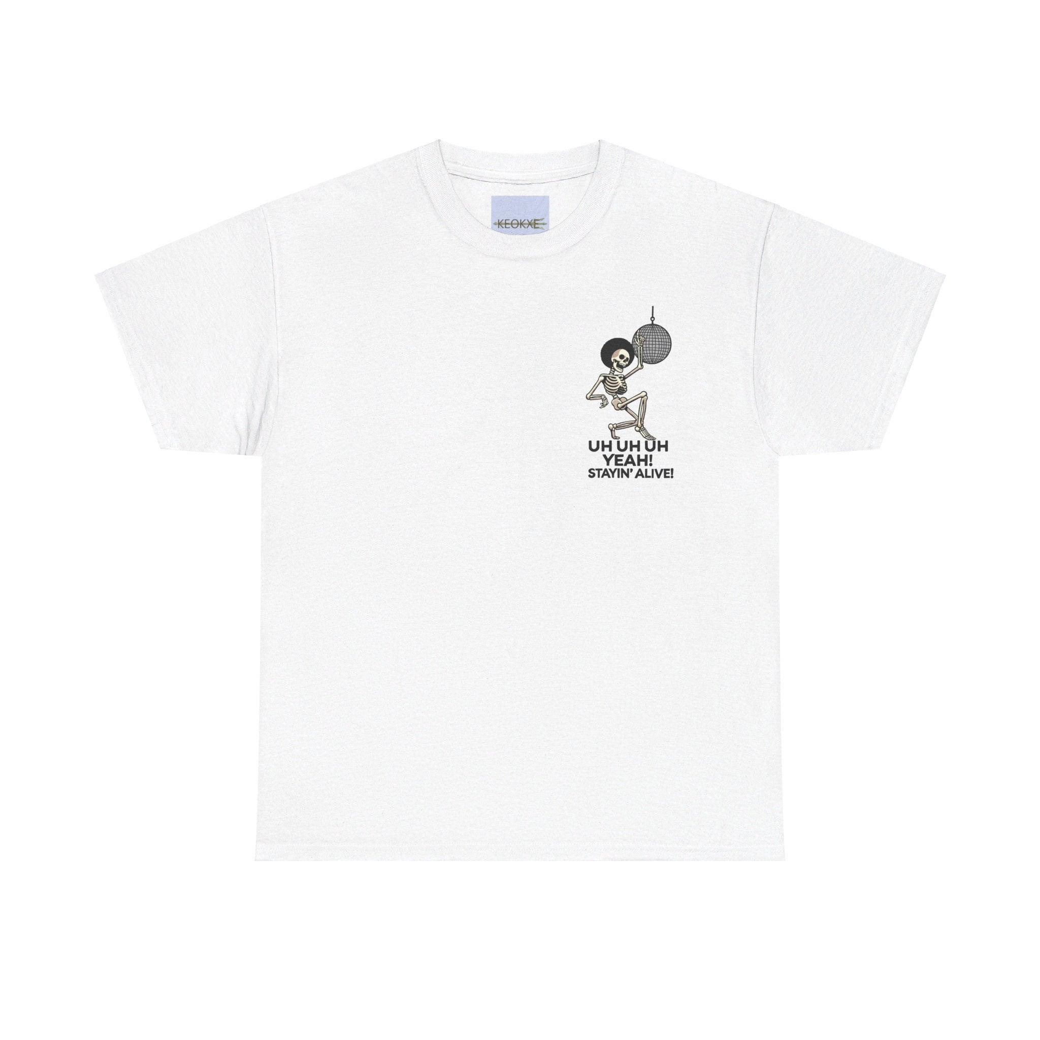 Staying Alive – Dancing Skeleton Retro T-Shirt | Buy Online from The Home Crafters