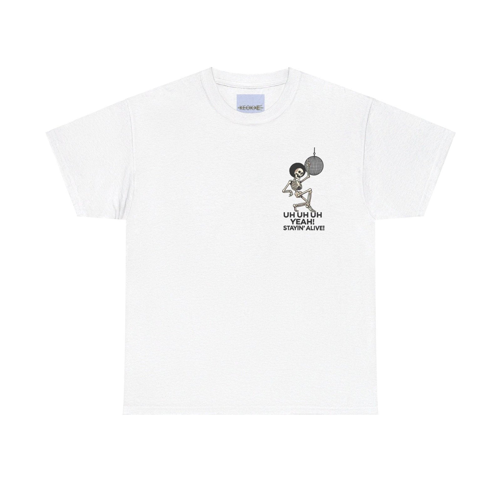 Staying Alive – Dancing Skeleton Retro T-Shirt | Buy Online from The Home Crafters