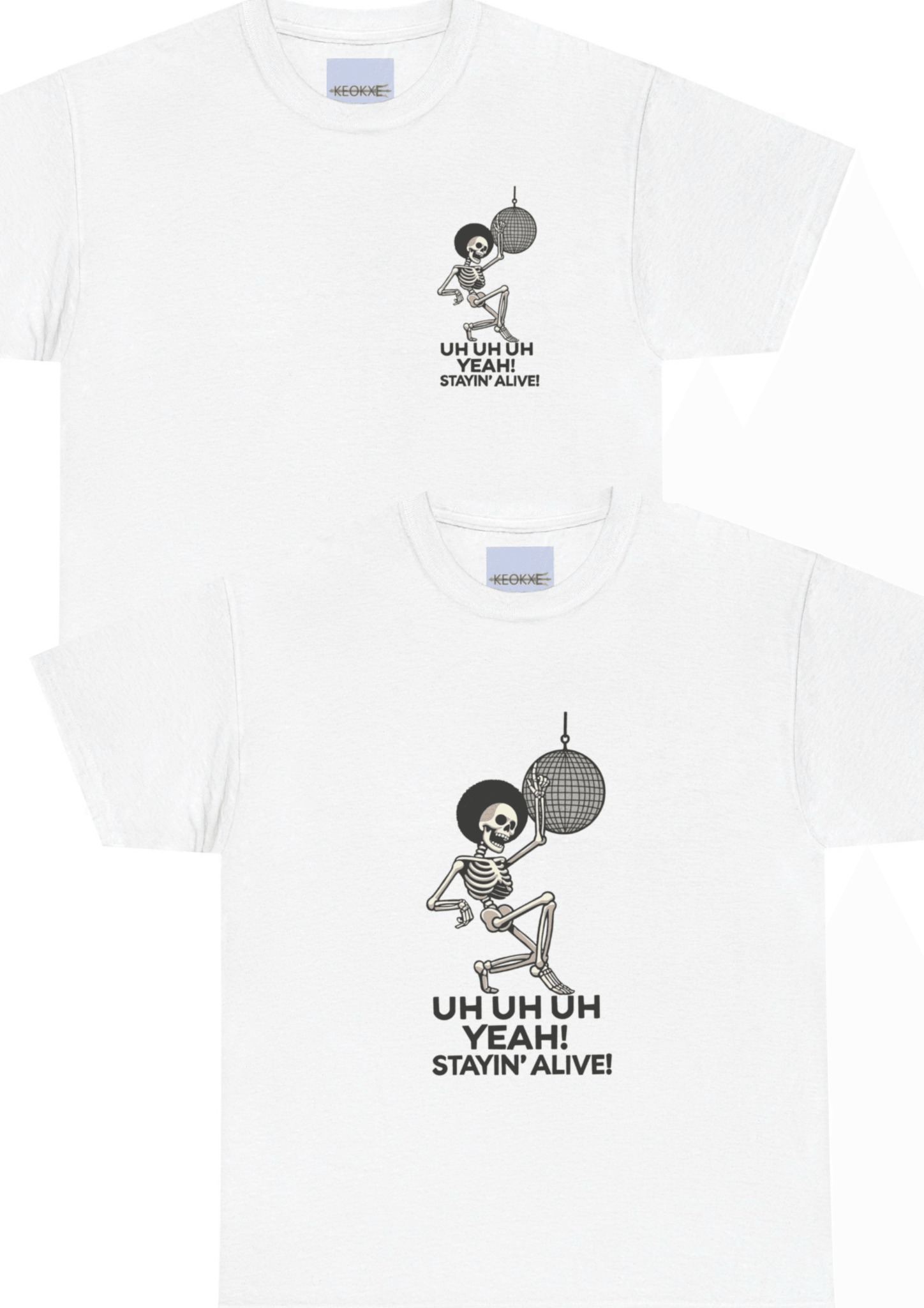Staying Alive – Dancing Skeleton Retro T-Shirt | Buy Online from The Home Crafters