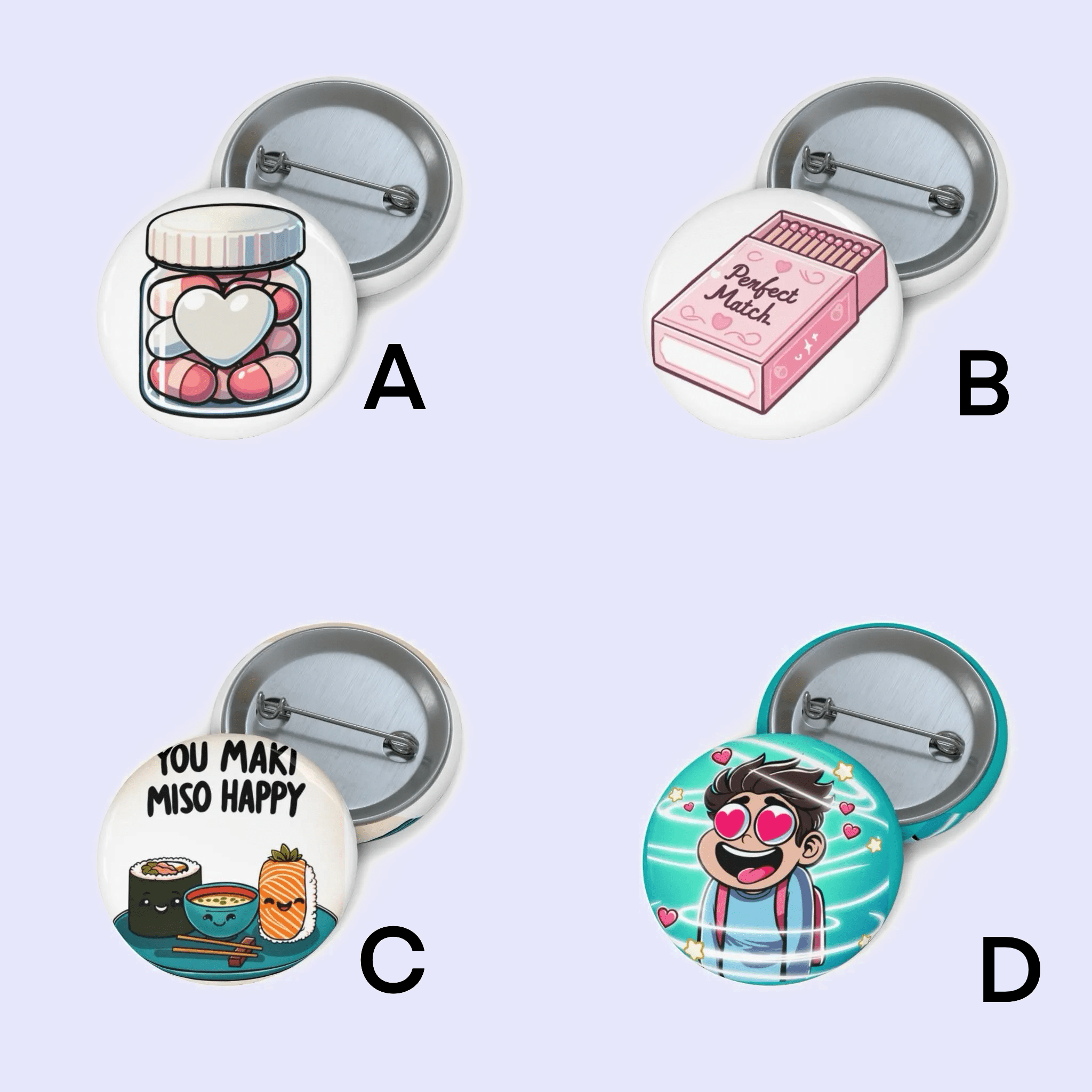 Love & Romance Pin Badge Set – Cute & Quirky Gifts | Buy Online from The Home Crafters