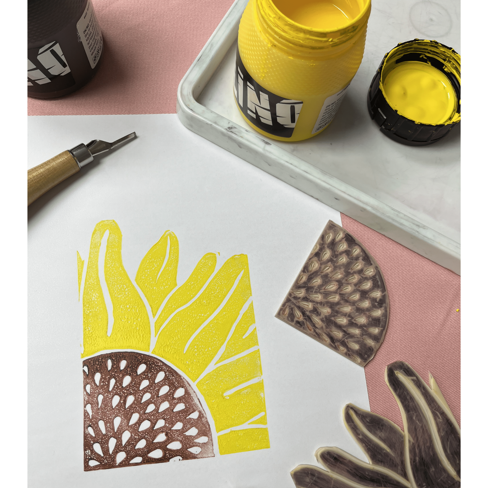 Art for Adults: Lino Printing Sunflower - Friday 15th May | Buy Online from The Home Crafters