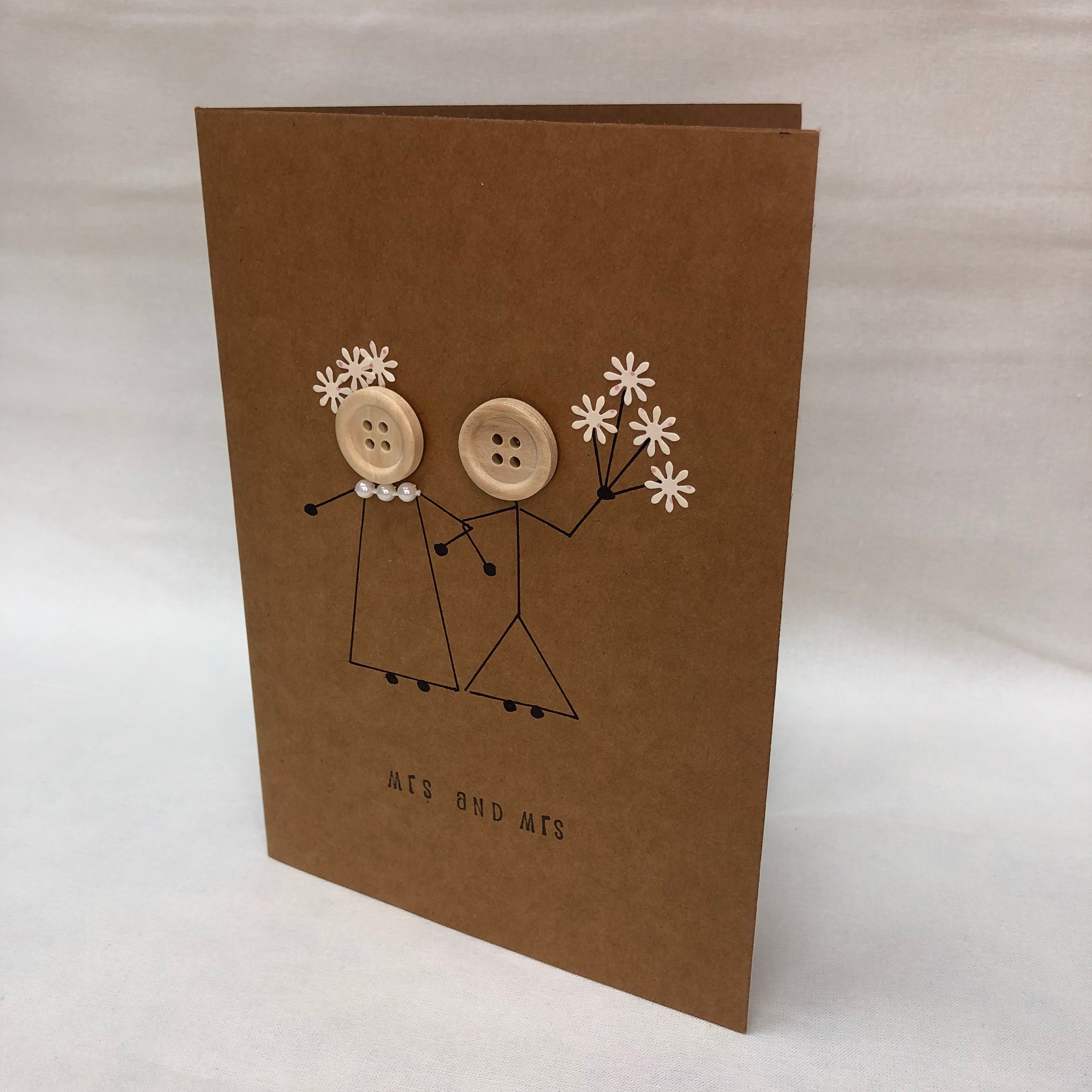 Wishes & Kisses Handmade Greetings Card - Mrs & Mrs