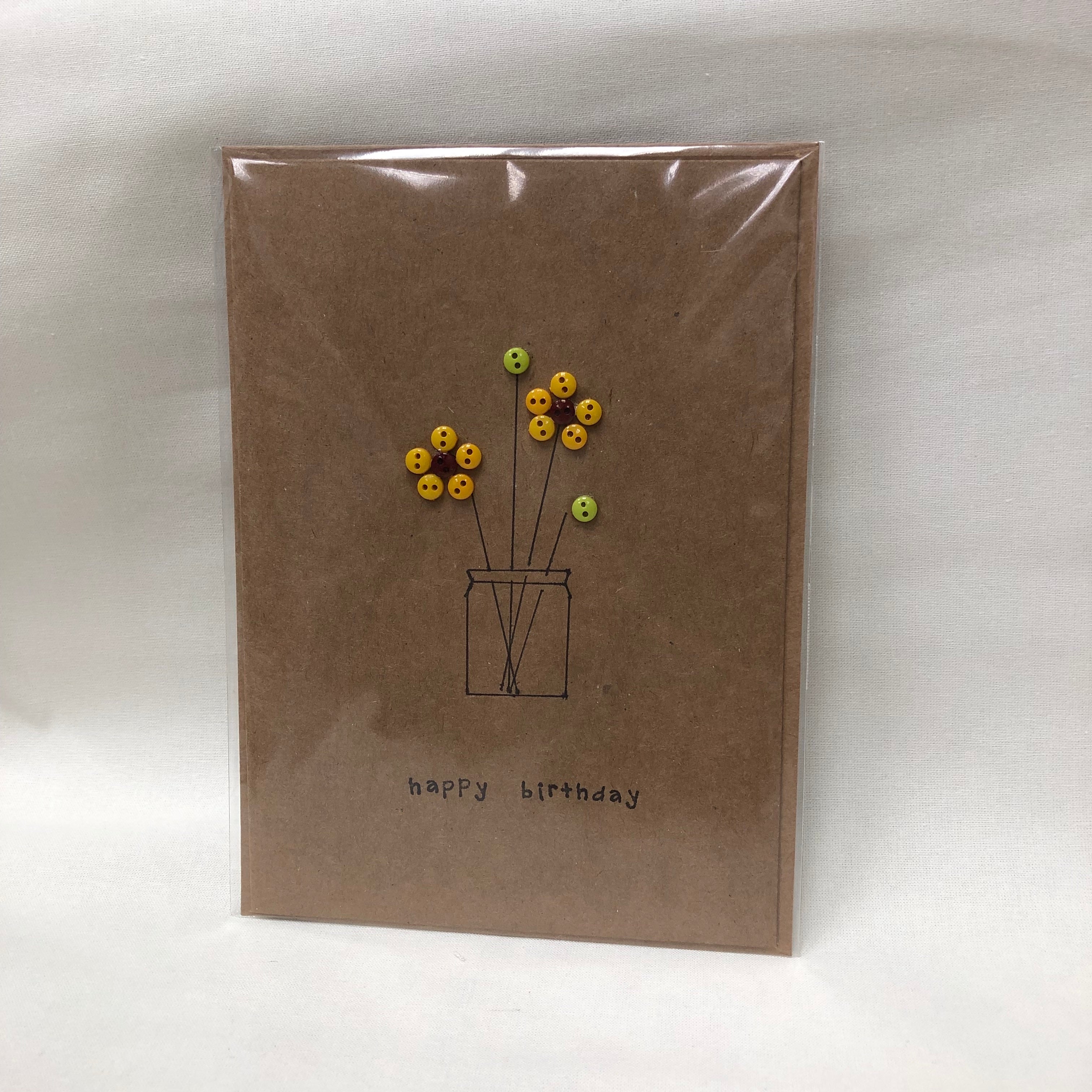 Wishes & Kisses Handmade Greetings Card - Happy Birthday Flowers