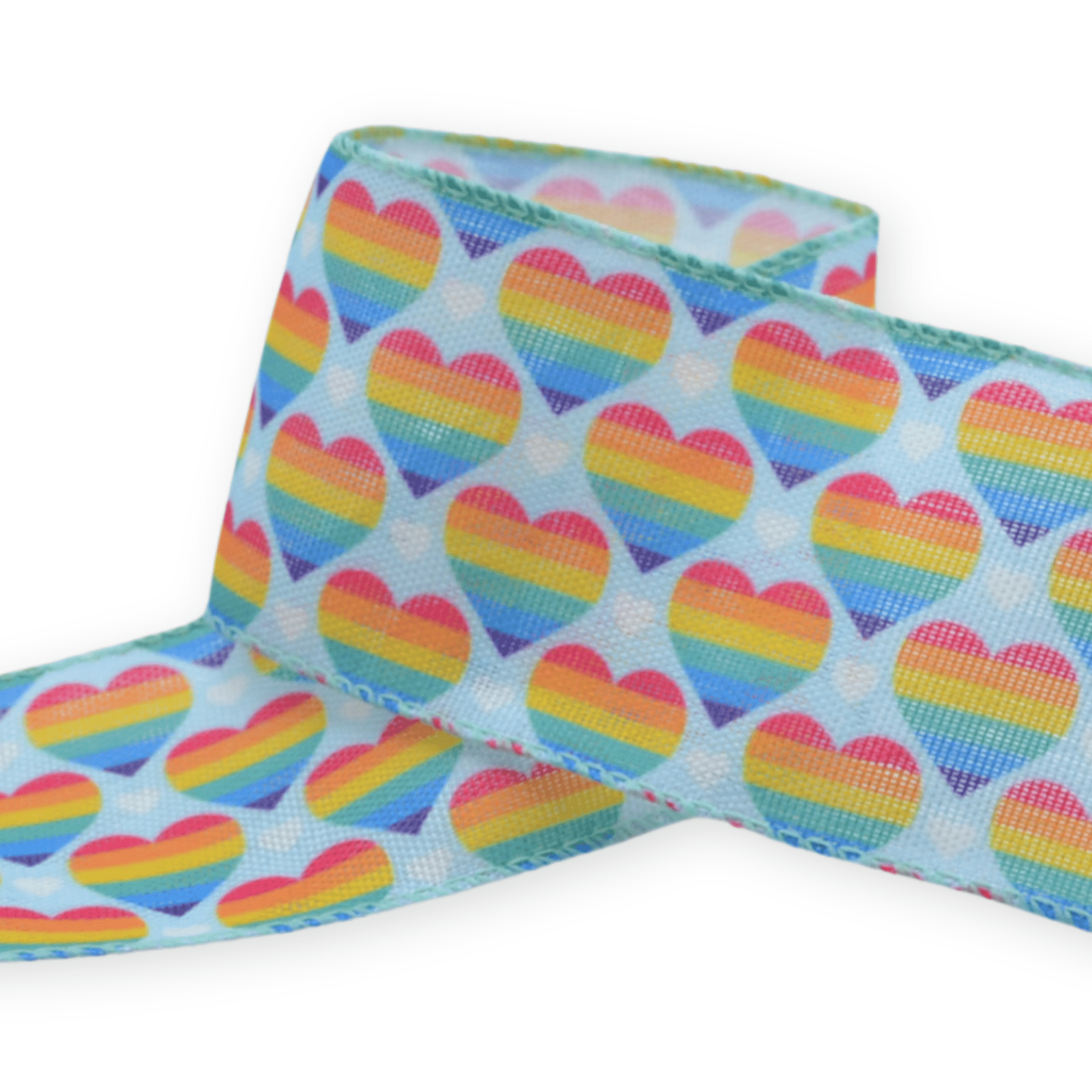Wired Ribbon: Pride Rainbow Heart - 63mm | Buy Online from The Home Crafters