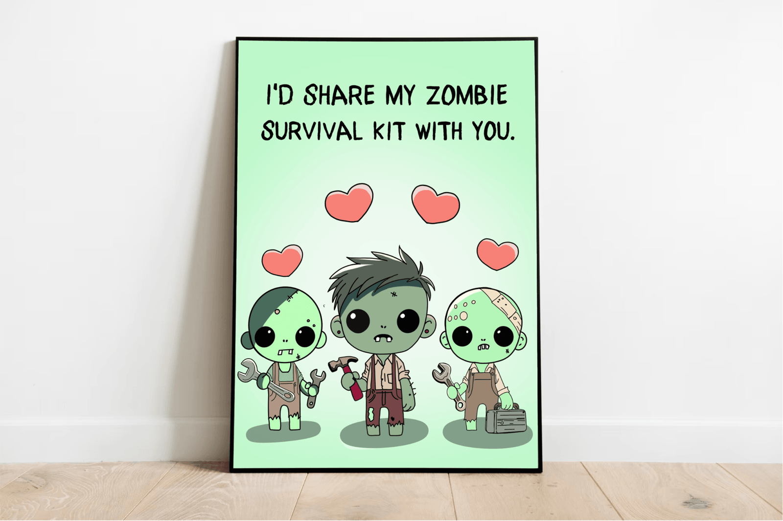 Zombie Love Art Print | Cute Survival Kit Undead Decor | Buy Online from The Home Crafters